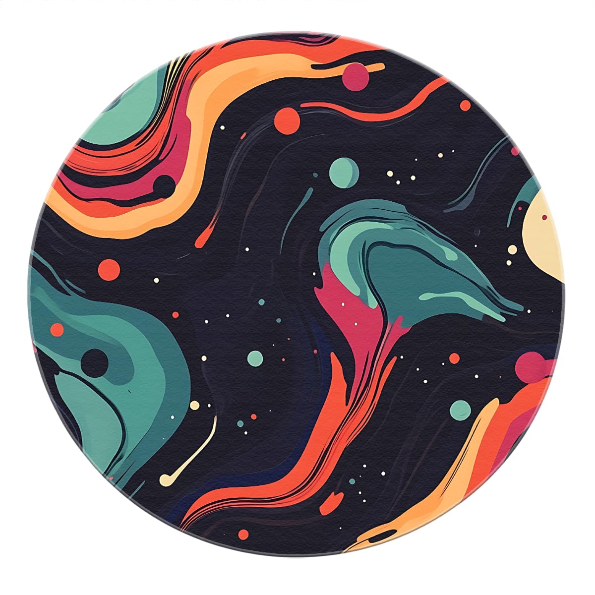 Tapis rond liquide en marbre 180 cm lavable et moderne pour salon