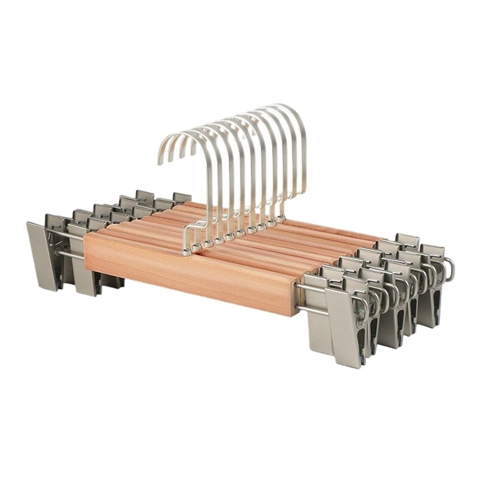 Hangers With Clips 10pcs/Solid Wood Pants Rack Clip Skirt Household Support Non-slip And Non-marking Strong Clothing Store Hanger(DARK GRAY)