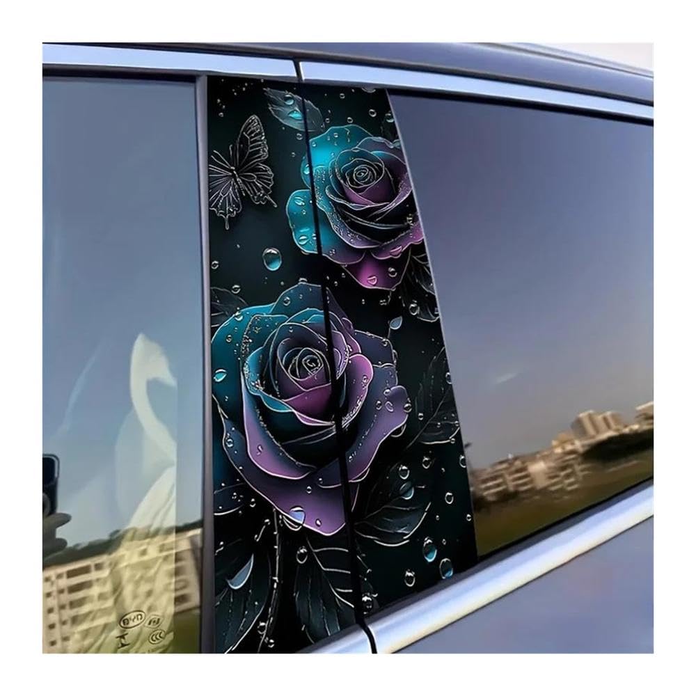 Body Parts 2pcs Car B-Pillar Decals Rose Skull Pattern Car Center Pillar Waterproof Sticker