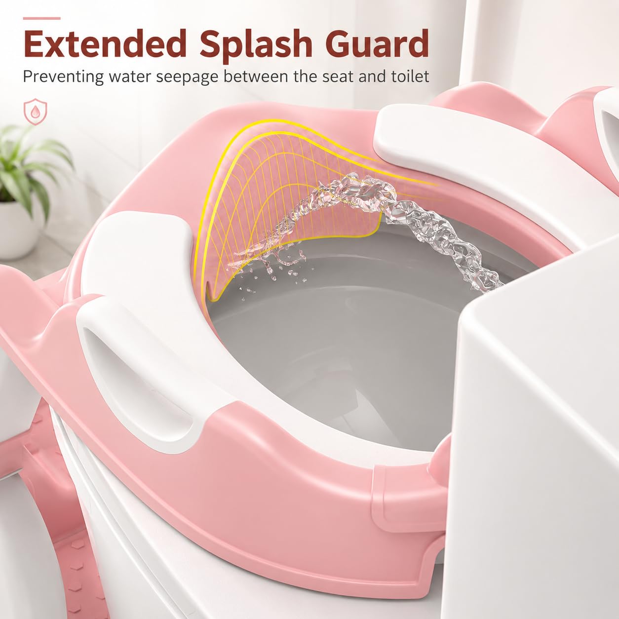 Meulife Asiento de entrenamiento para ir al baño, inodoro 2 en 1 para niños pequeños, asiento de inodoro para niños y niñas con protector contra salpicaduras, almohadilla antideslizante y taburete