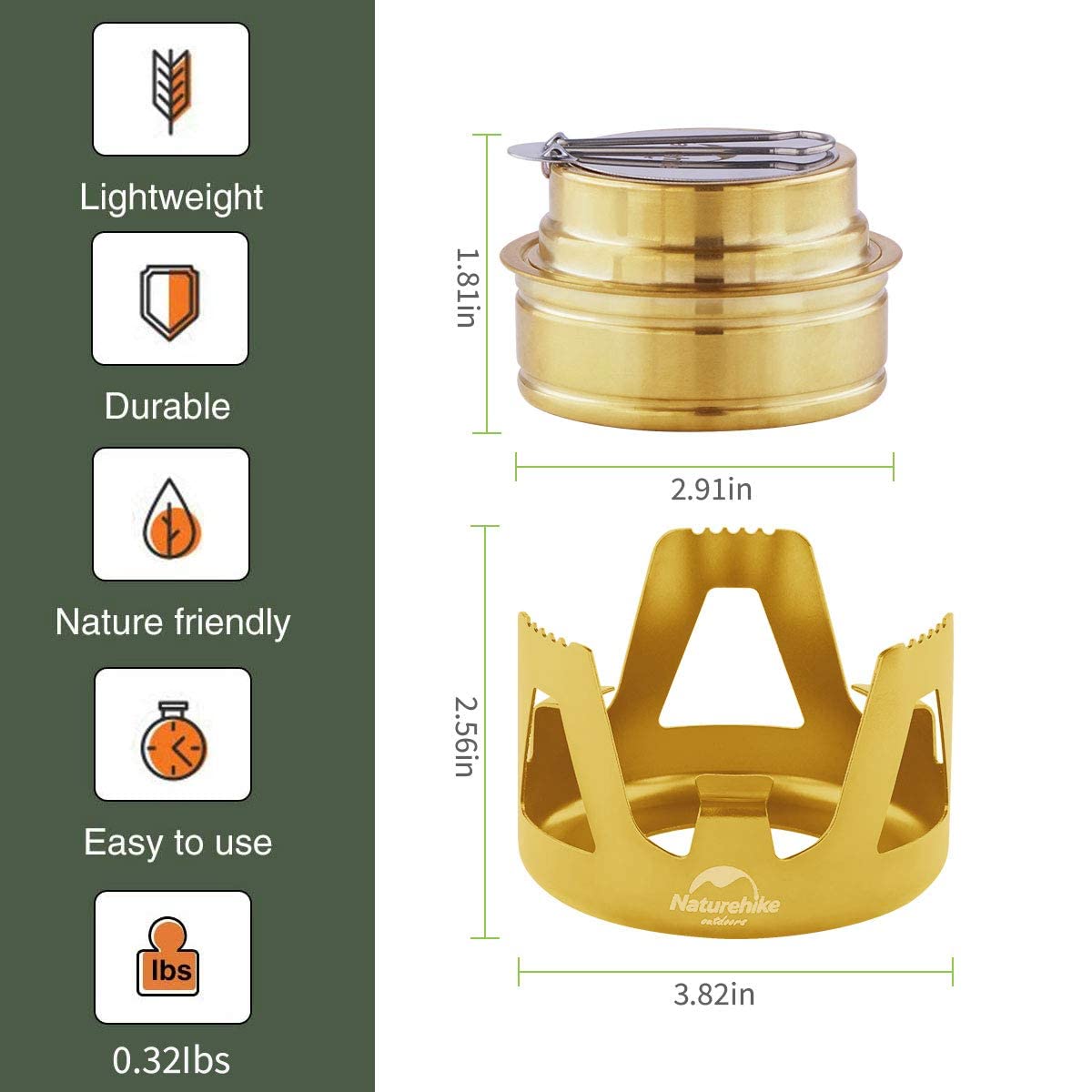 Brûleur à Alcool En Laiton – Réchaud Compact Pour Camping, Régulateur De Flamme, 46 X 74 Mm, Transport Sécurisé