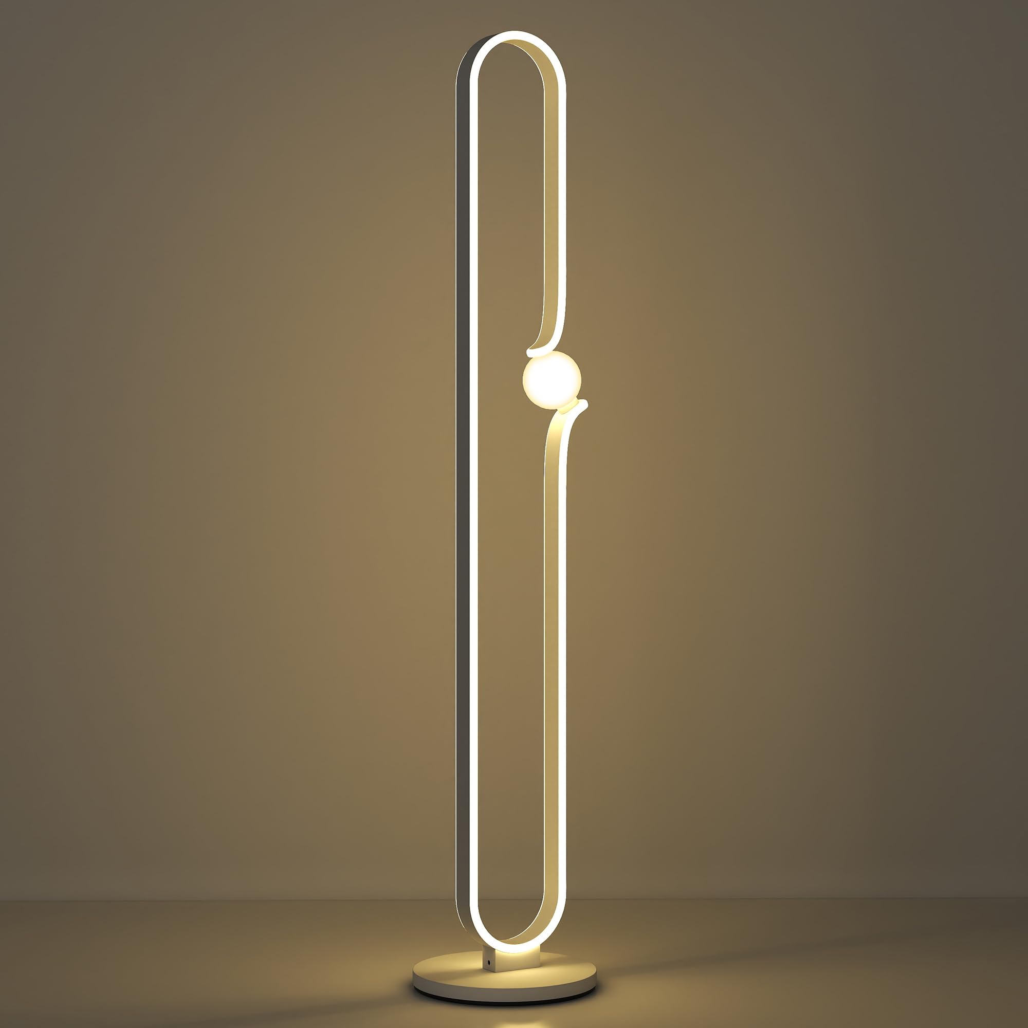Portland White Dimmable LED Floor Lamp - Night Light - Foot Switch