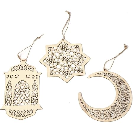 Cspone Islam Decoration Eid Mubarak Decoration En Bois Pour Enfant Decoration Interieure Et Exterieure Fete Bar Party Supermarche Pack Of 3pcs La Lune Carillons Eoliens Etoiles D Anis Amazon Fr