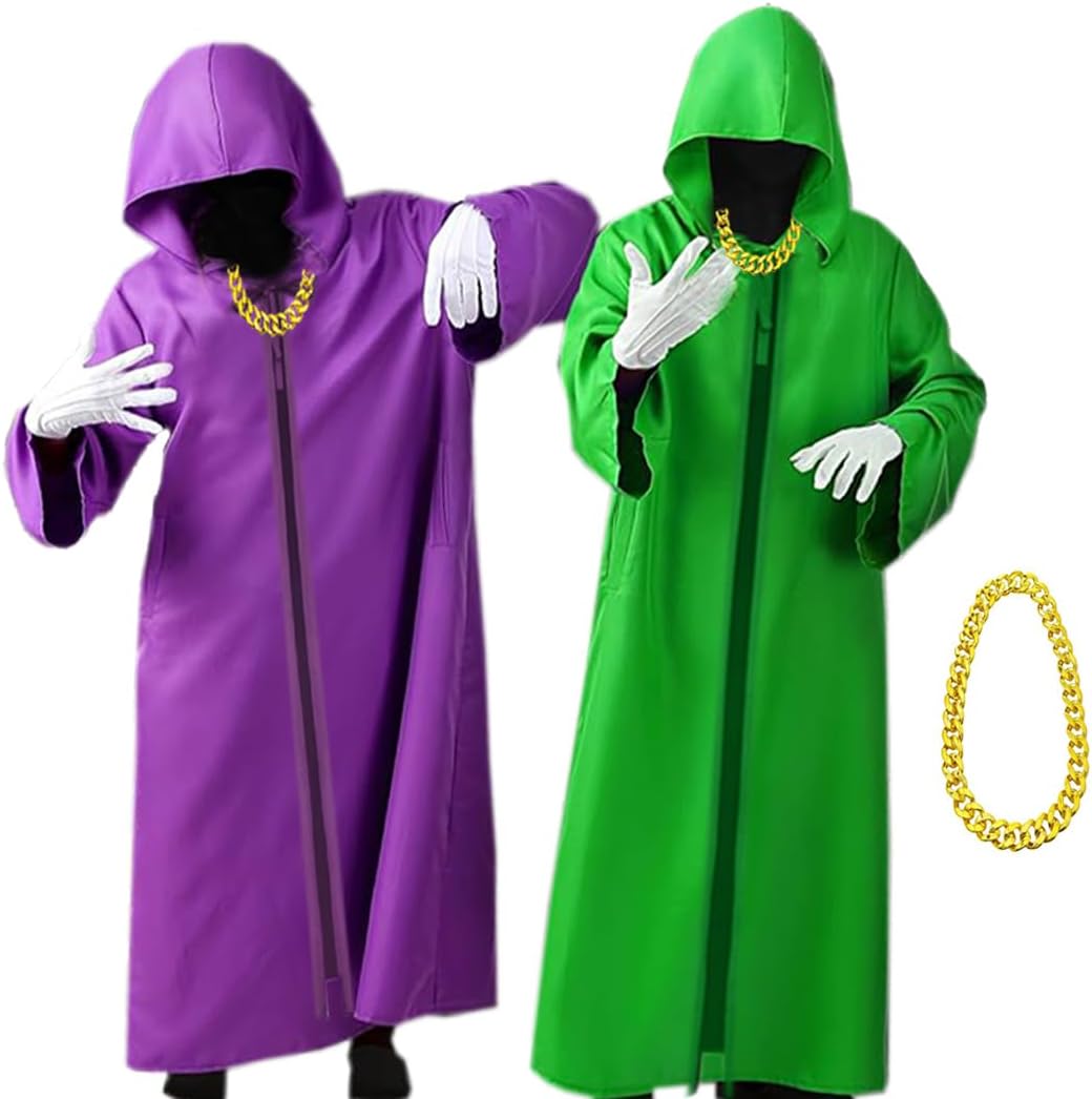 Long Cloak with Necklace Hip Hop Outfit Friar Monk Robe Knight Wizard Cape Halloween Costume Adult Teens Party Props