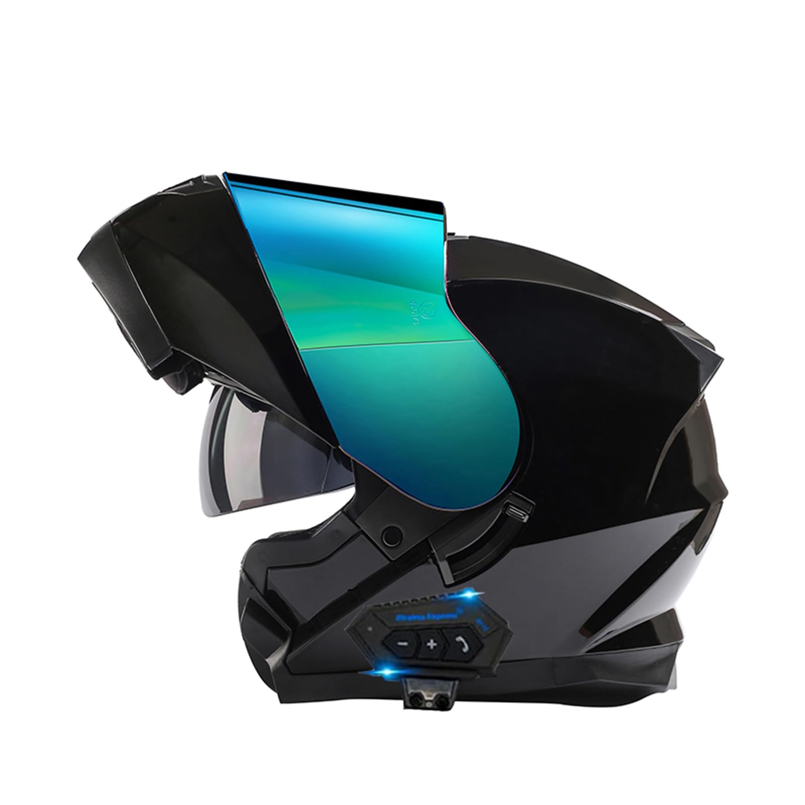 ZHTBATE Bluetooth Motorcycle Helmet ECE Approved Flip Up Motorbike Helmet Noise Reduction Ventilated Open-Face Helmets Dual Visor Anti-Fog