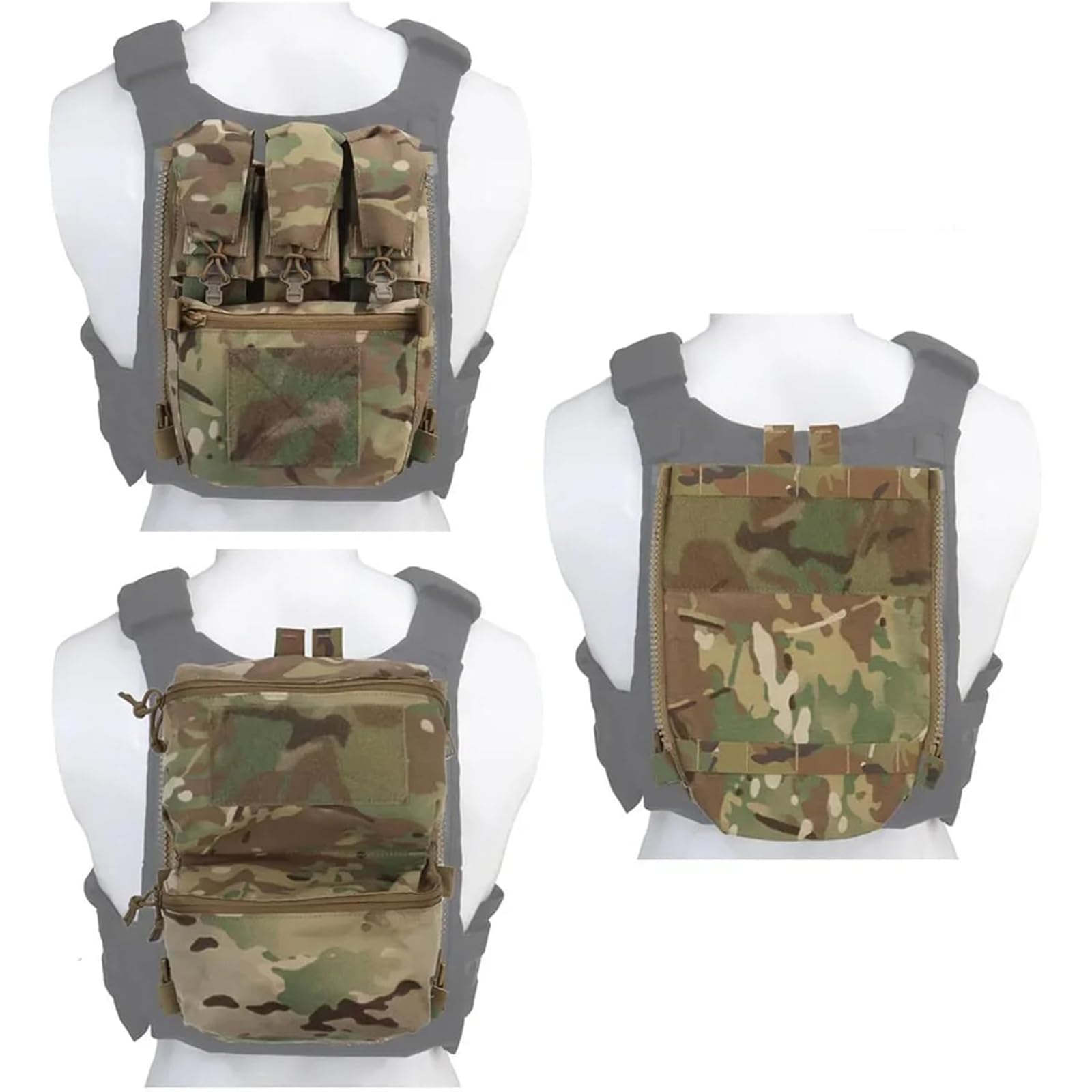 Gilet tattico con pannello posteriore borsa d'acqua con cerniera laterale Airsoft Plate Carrier adattatore MOLLE caccia Airsoft Gear