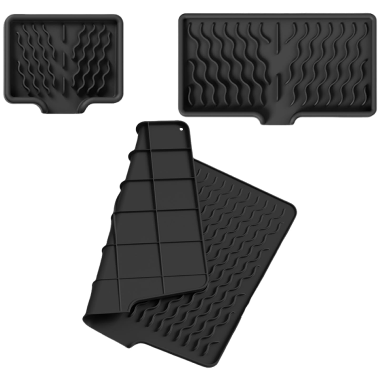 FackLOxc Silicone Kitchen Drainage Mat Sloped Design for Quick Drying Dishes Nonslip Counter Protector Nonslip Silicone Drying Mat
