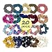 Hair Scrunchies, JERXUNY 4 Series|20 Pack Elastic Hair Ties, Include Large Velvet and Chiffon Flower Hair Bands, Shiny Metallic Scrunchies Hair Ropes, Ponytail Holder Hair Accessories for Women Girls