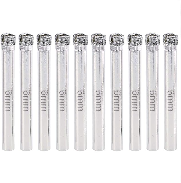 10 Pieces 6mm 8mm 10mm Diamond Tipped Tile Marble Glass Drill Bit Hole Saw for Ceramics Porcelain Ceramic Tile (6mm)