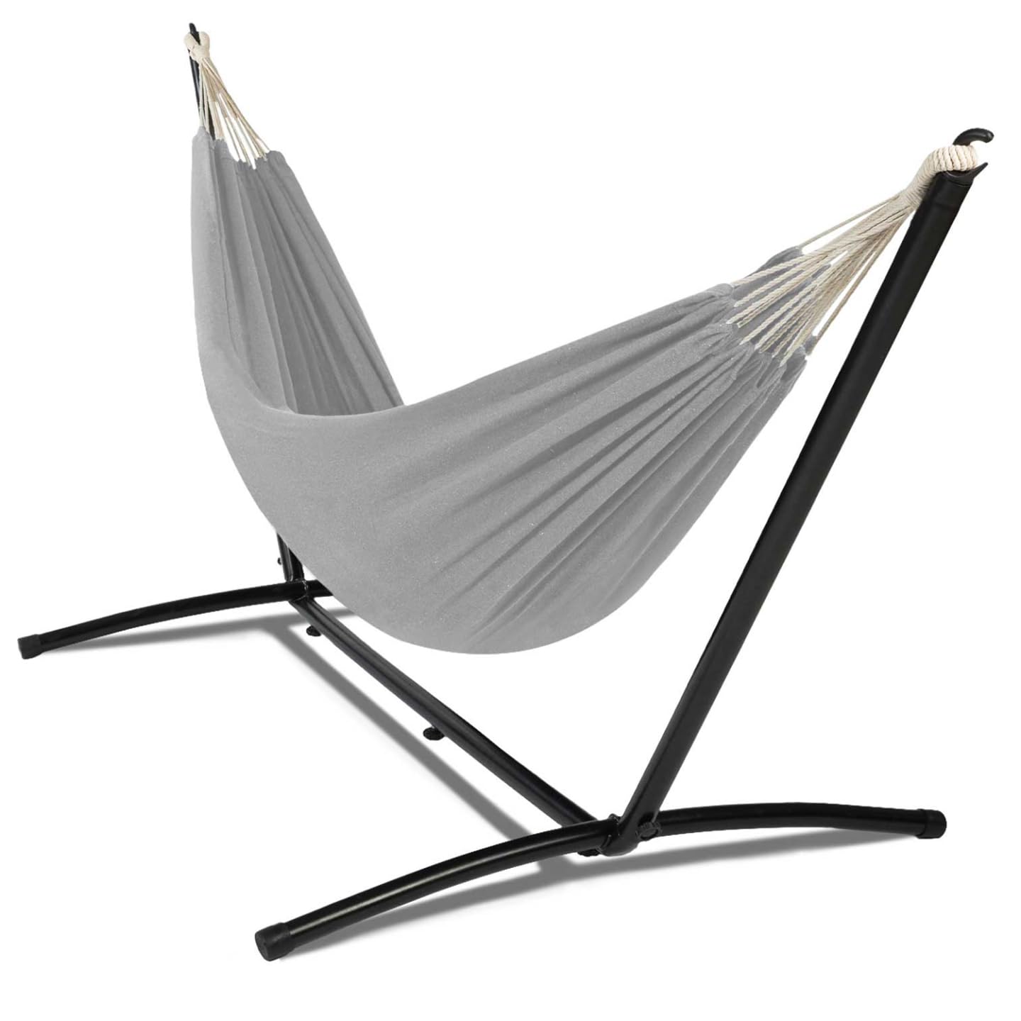 IDMarket - Hamaca con soporte de metal y lienzo, color gris claro