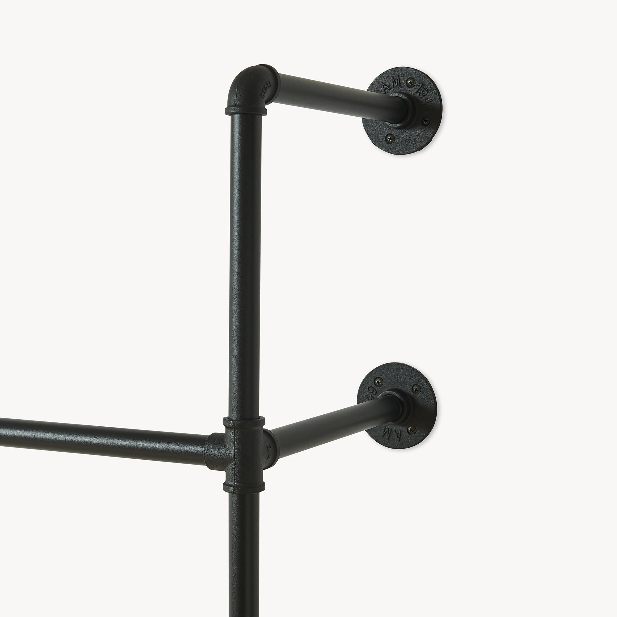 [en.casa] Kleiderstange Wandmontage Kenävatka Garderobenstange 222 x 296 x 31 cm Kleiderständer industrial Garderobenständer offener Kleiderschrank bis 100 kg Stahl Schwarz