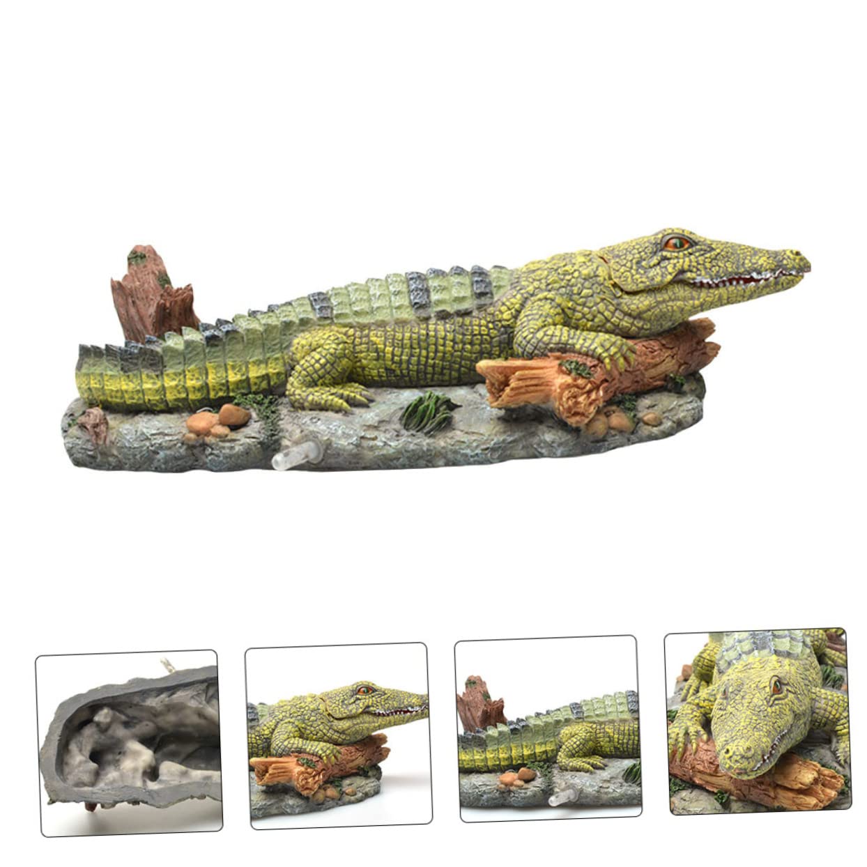 BESPORTBLE 2stücke Aquarium Dekoration -krokodil Statue Für Fischbecken Und Künstliche Dekoration Für Aquarien Und Terrarien Luftbetriebene Kunstwerke