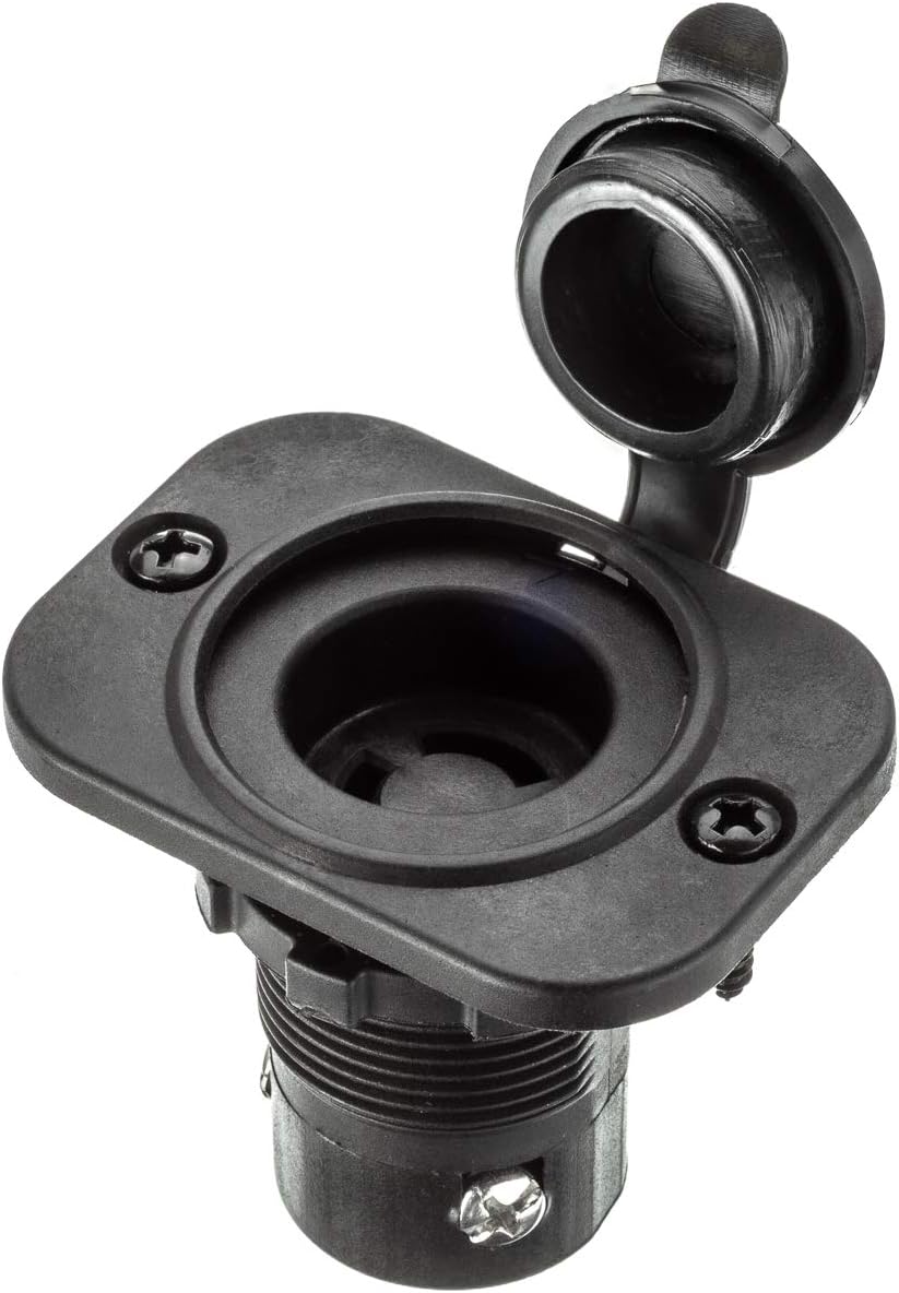 MotorGuide 8M0092066 Trolling Motor Receptacle — for 10-Gauge and 8-Gauge Wire, with Composite Mounting Plate, Black