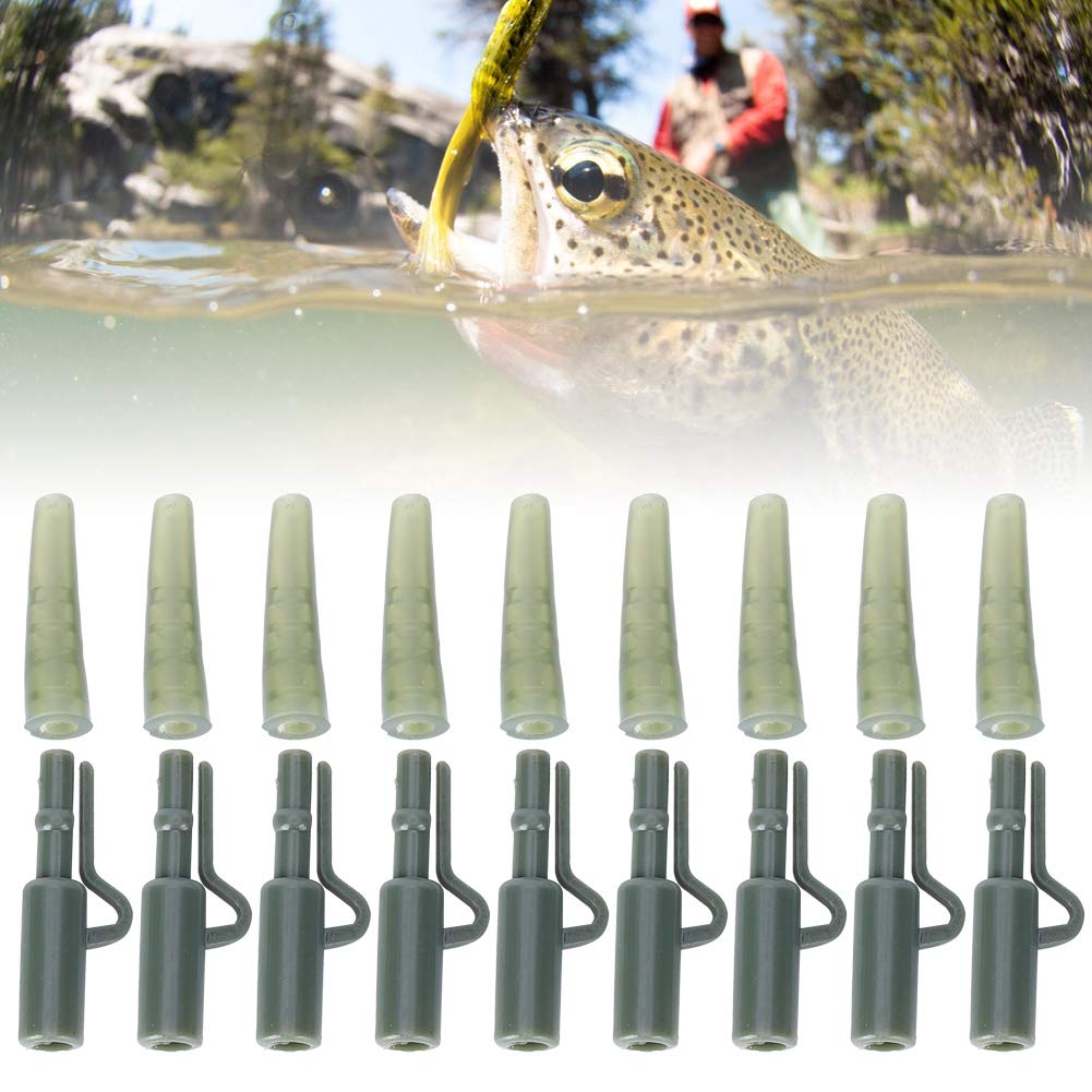Kit de Accesorios para Aparejos de Pesca de Carpa de Silicona de 50 Juegos para línea de fijación, Conector de Cambio rápido, Clip de Cable de Seguridad de Manga