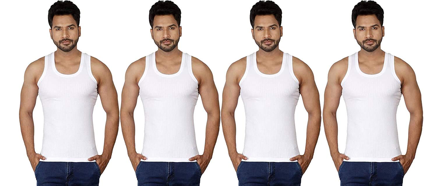 macho Mens Parka Cotton Vest, Pack of 4 (85 cm) White-picture-17