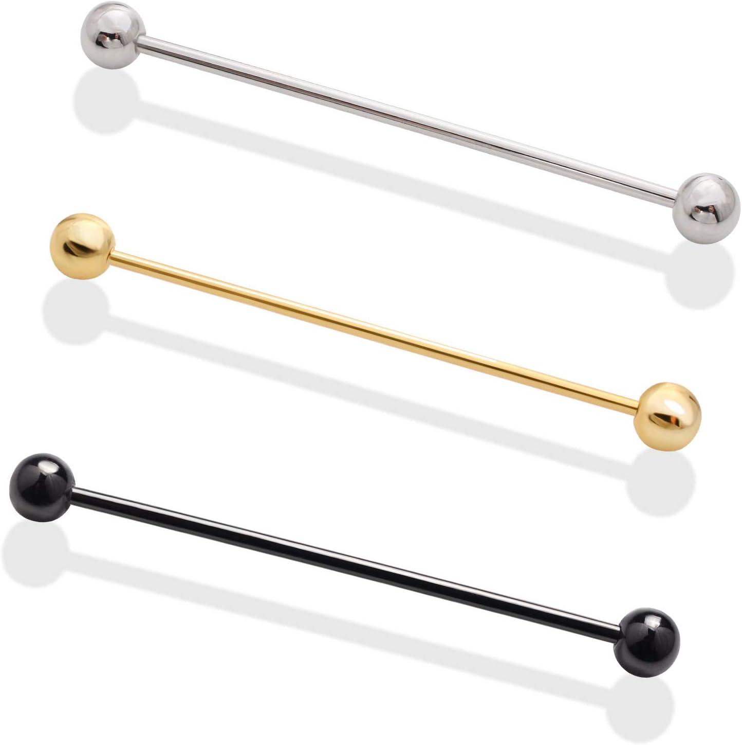 3PCS Men's Brass Ball Collar Bar Pins Shirt Tie Necktie Pins Clip Clasp Stud Bar Clips Brooch Gold Black Silver