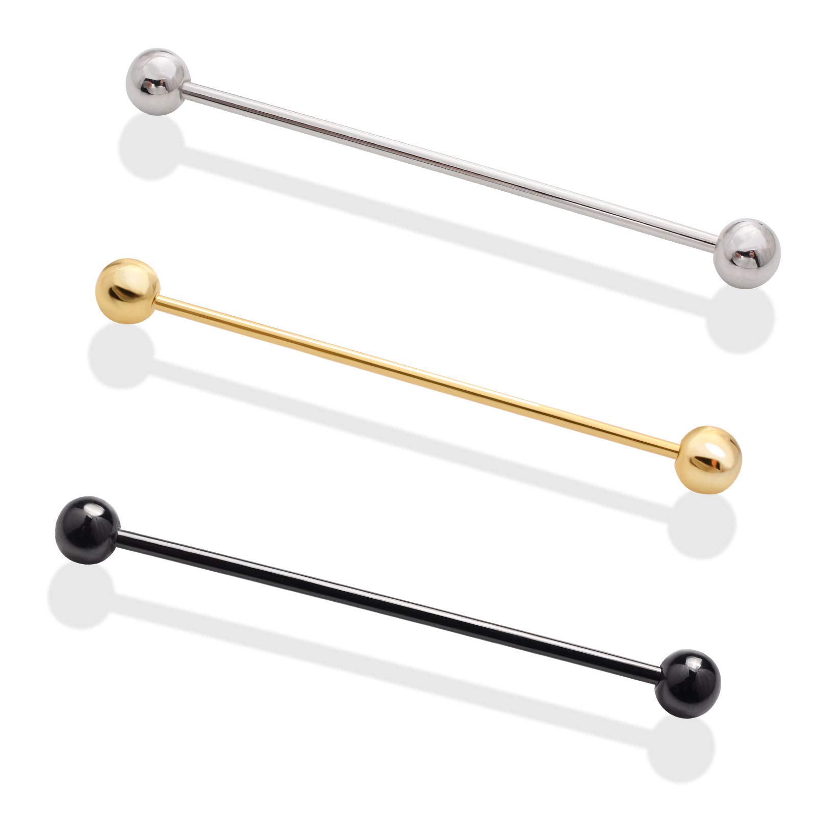 YYBONNIE3PCS Men's Brass Ball Collar Bar Pins Shirt Tie Necktie Pins Clip Clasp Stud Bar Clips Brooch Gold Black Silver