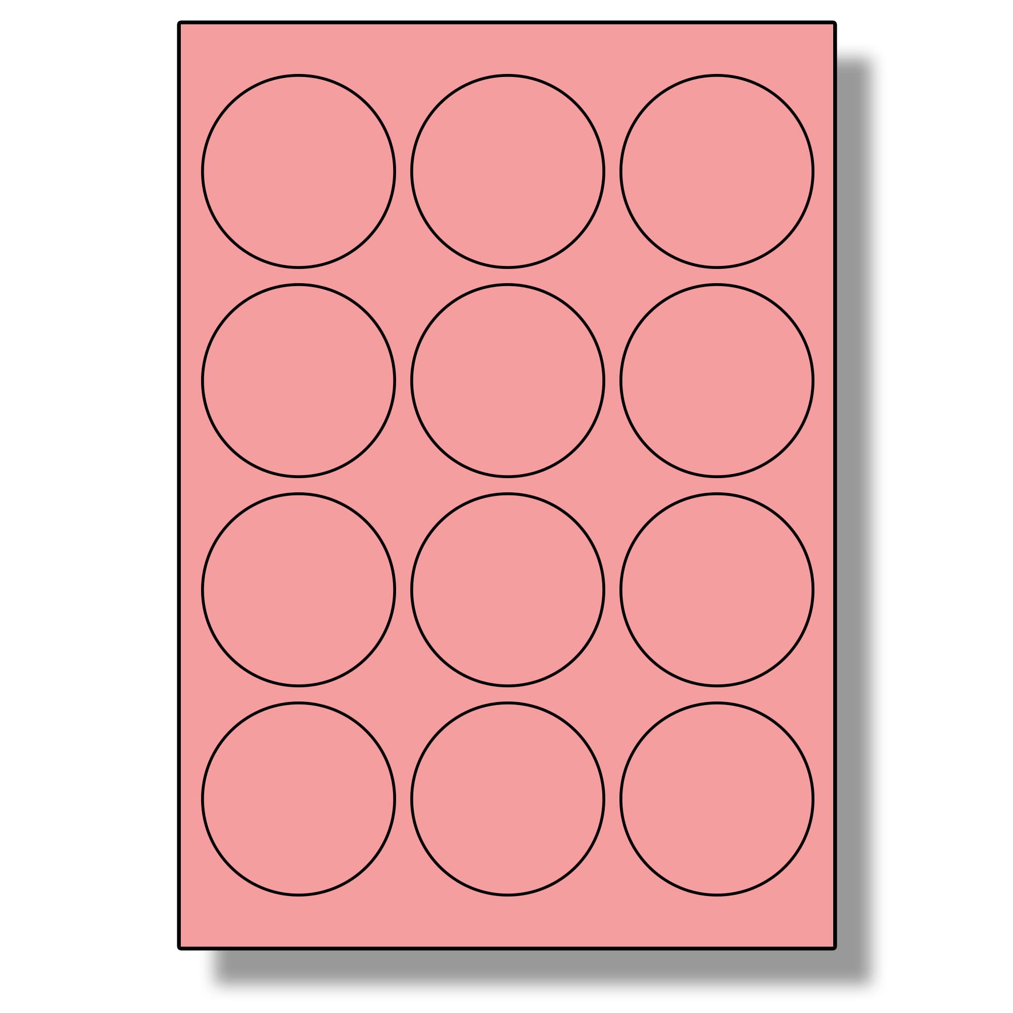 Label Planet® 12 Per Sheet, 25 Sheets (300 Round Pink Labels). Round Coloured Labels, 63.5mm Diameter, LP12/64R C. — image 1