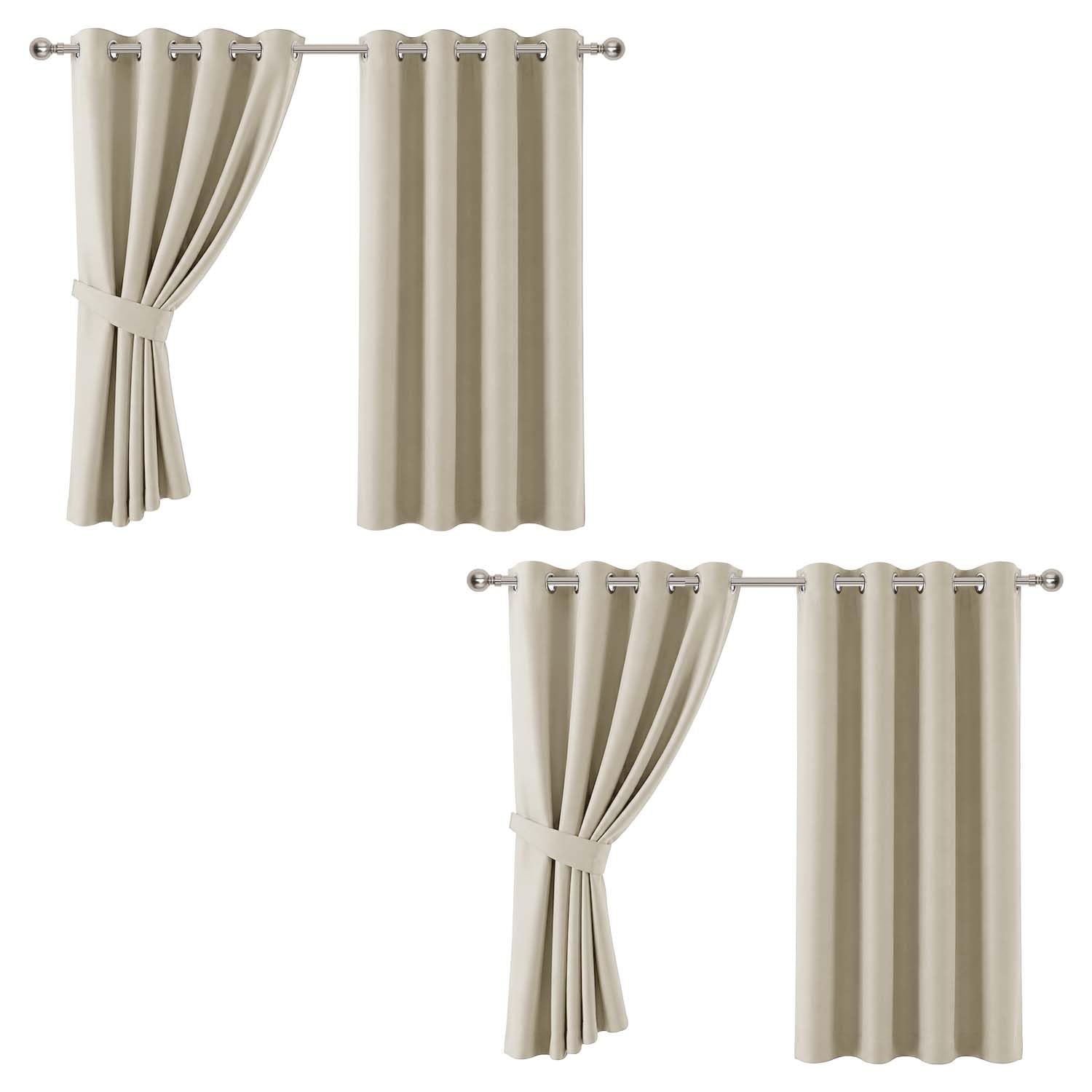 Aspire Homeware Cream Blackout Curtains For Bedroom 46X54 Curtains Super Soft Thermal Insulated Privacy Eyelet Curtain 4 Panels With Tiebacks