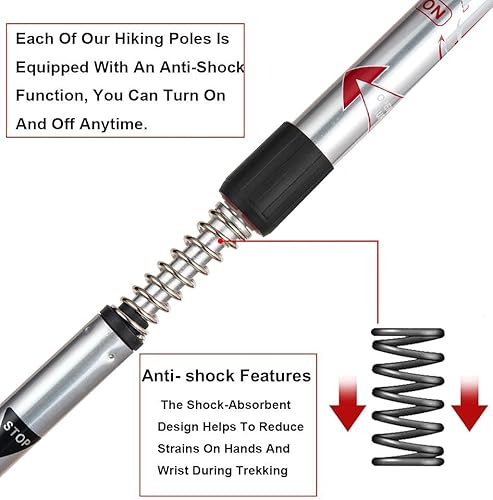Miniatura 4 de Aihoye Bastones de senderismo plegables, paquete de 2, ligeros, antigolpes, ajustables para hombres y mujeres