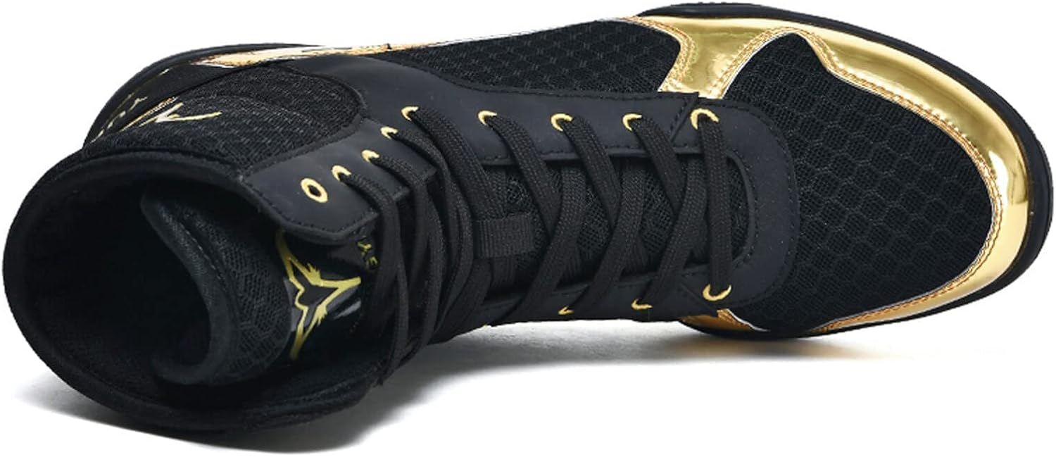 Mens Boxing Trainers, Ligthweight Bodybuilding Sneakers Non-Slip Wrestling Shoes Breathable Mesh Kickboxing Footwear