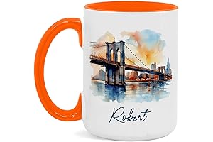 Brooklyn Bridge Ceramic Mug - Personalized 11oz/15oz Coffee Cup with Name
