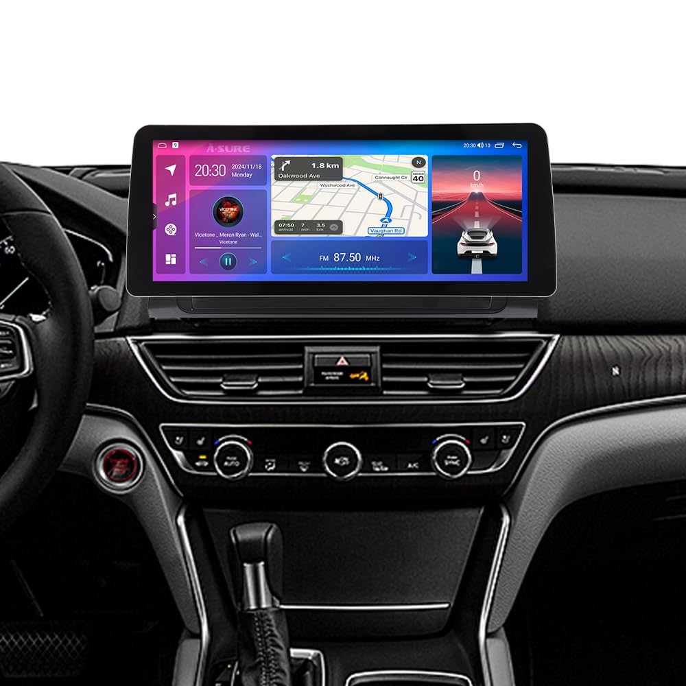 ASURE 12.3-inch car stereo displaying GPS navigation