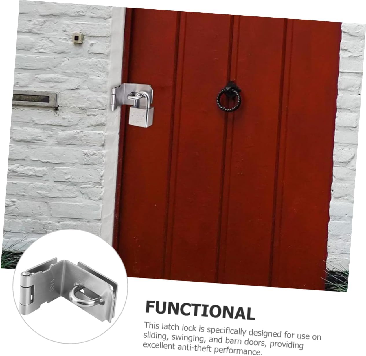 4 Barn Doors Door Lock Gate Hardware for Wooden Fences Heavy Duty Barn Door Latches AIC Door Latch Gate Lock Door Safety Latches Lock Hasp Heavy Duty Stainless Steel Garage Lock