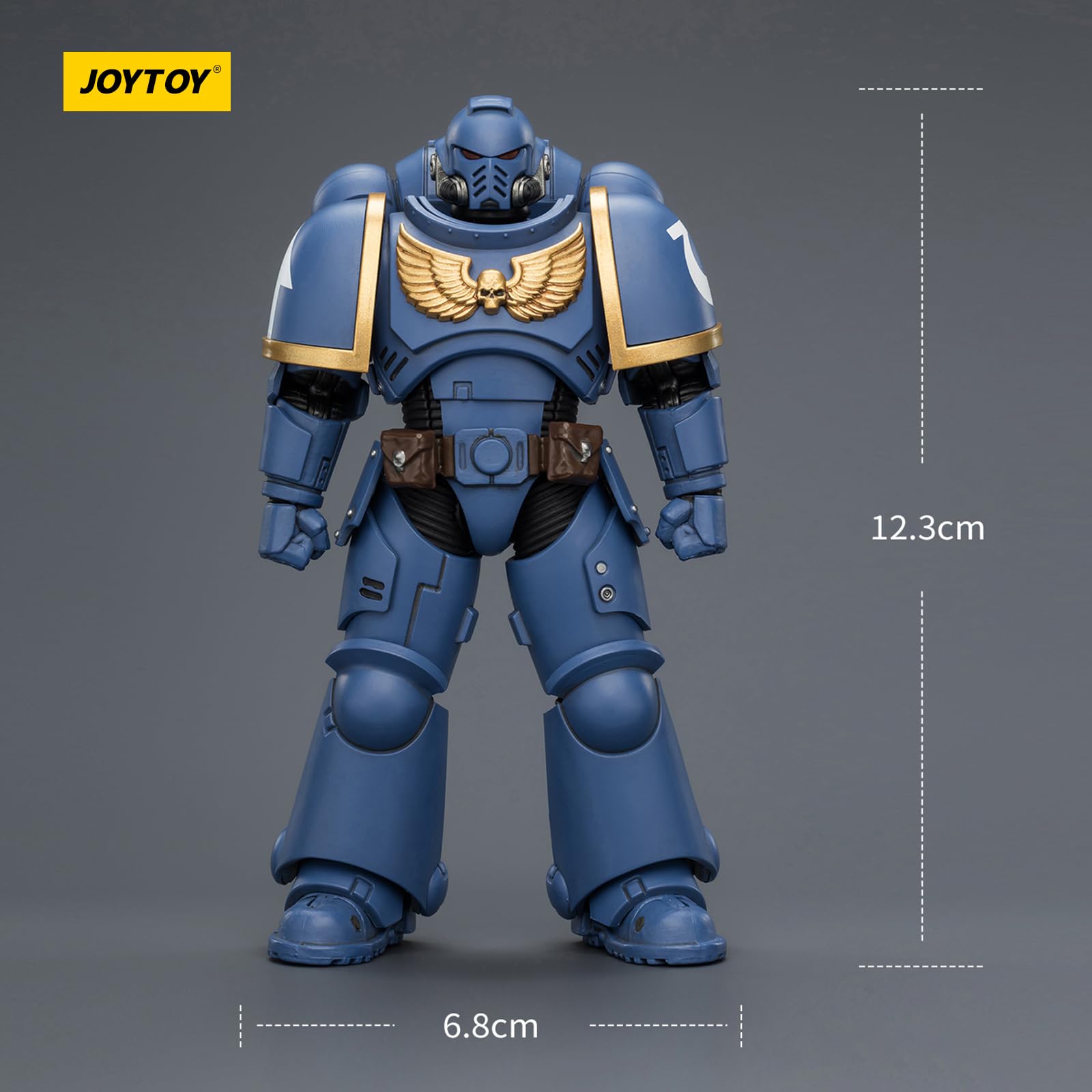 JOYTOY Warhammer 40k Ultramarines Intercesor con rifle de perno, pistola de perno y espada de cadena 1/18, figura de acción para coleccionar y mostrar modelo