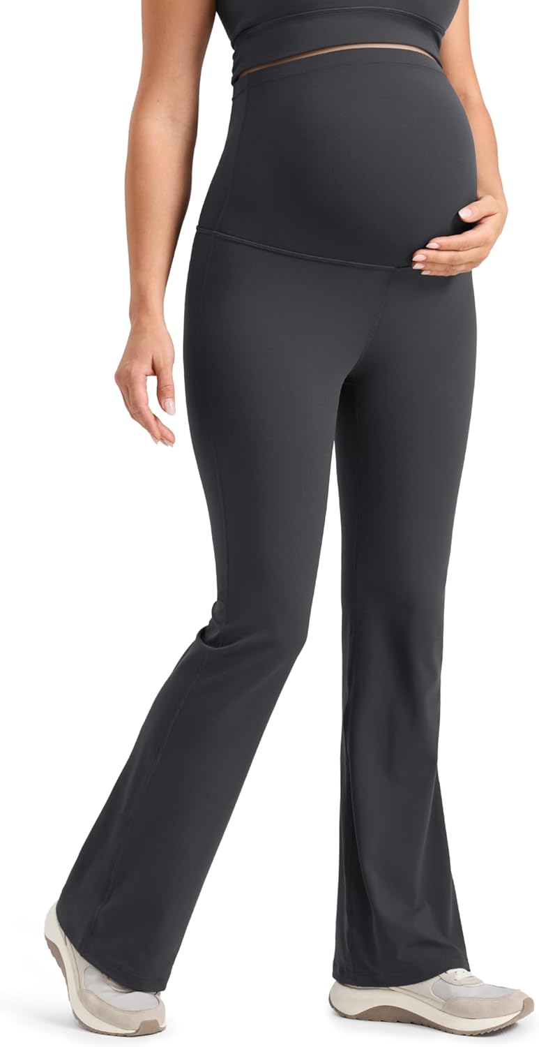 CRZ YOGA Butterlift Maternity Flare Leggings 31" - Workout Yoga Lounge Bootcut Pregnancy Womens Pants Over The Belly