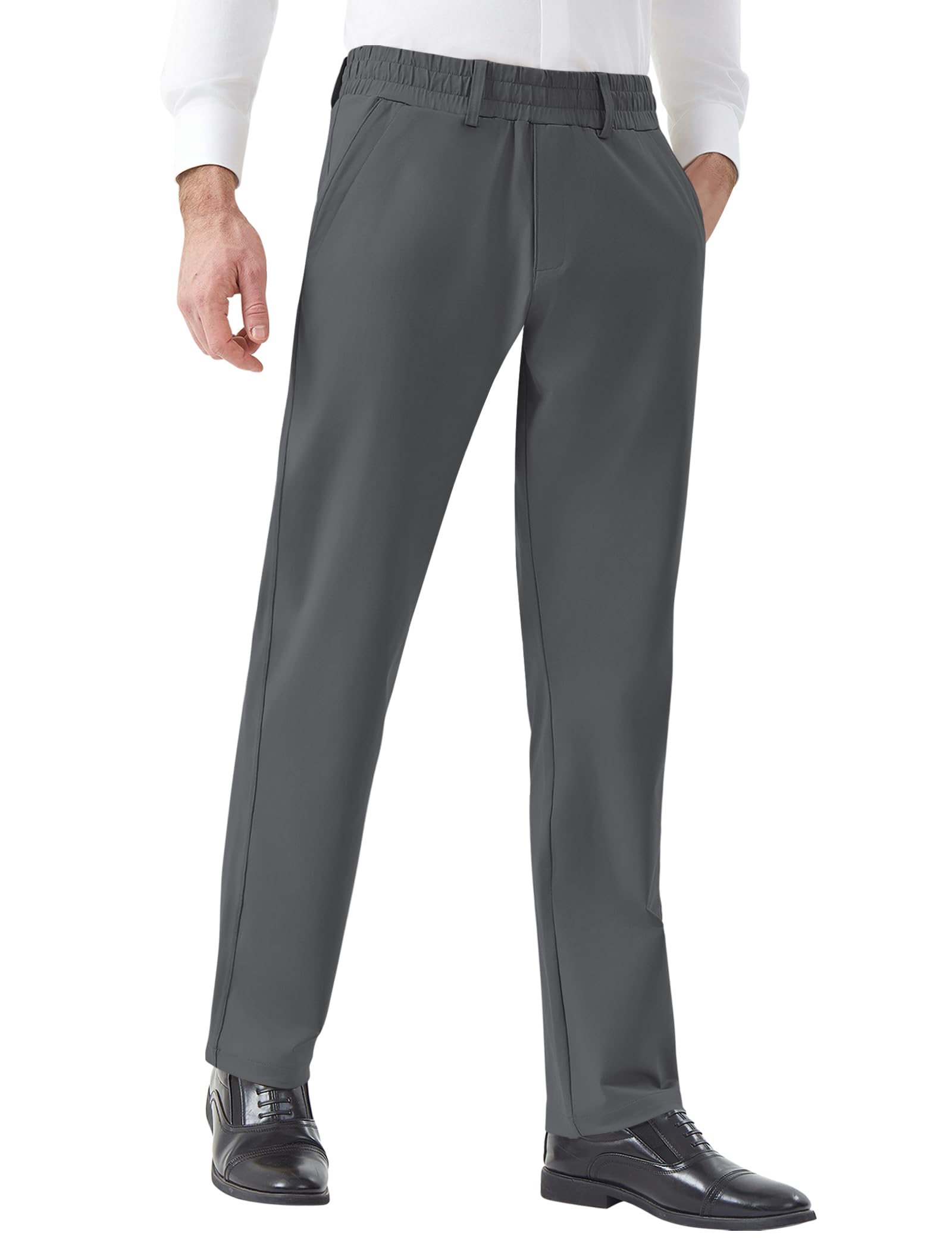 Mens Elastic Waist Pants for Senior Magnetic Closure Casual Dress Pants