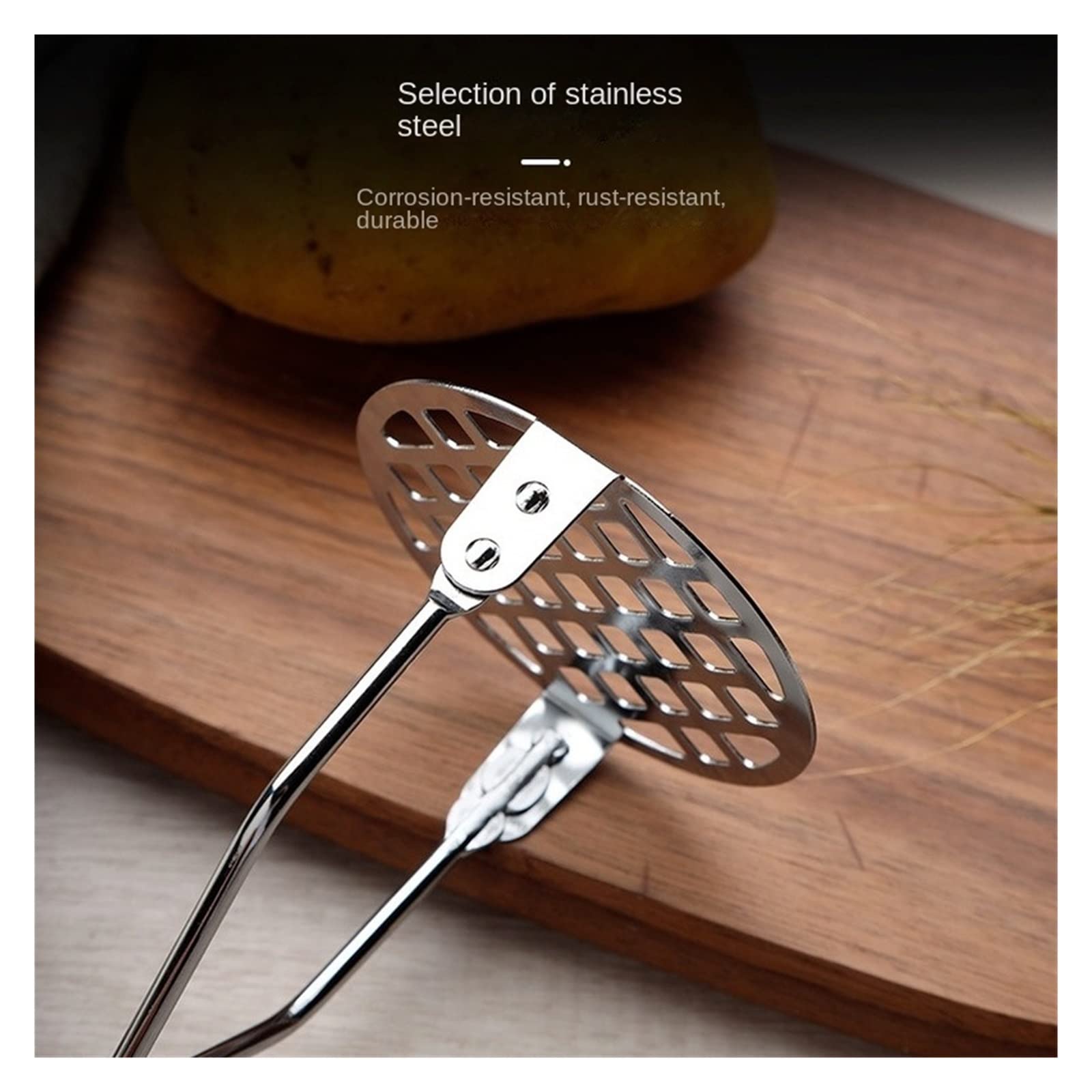 Kartoffelstampfer aus Edelstahl, manuelle Kartoffel-Knoblauchpresse, Kartoffelstampfer, Kartoffelbrecher, Obstmaschine, Küchenhelfer-Stampfer