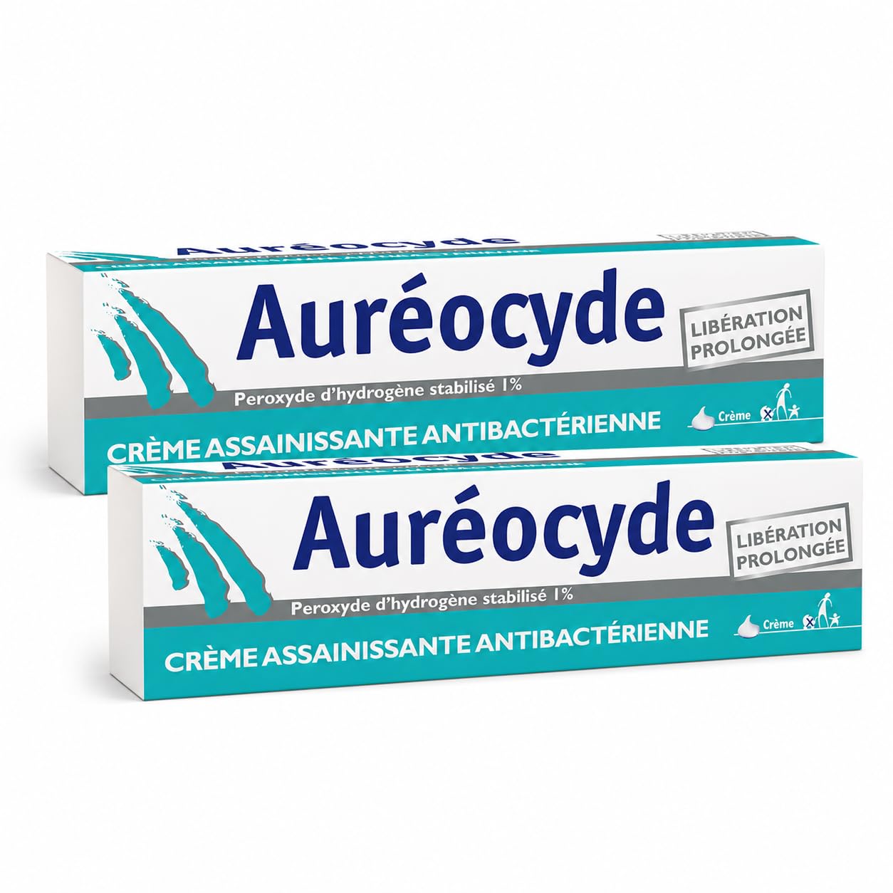 Auréocyde Crème Assainissante – Lot de 2 Tubes – Crème à Libération Prolongée – Usage Externe