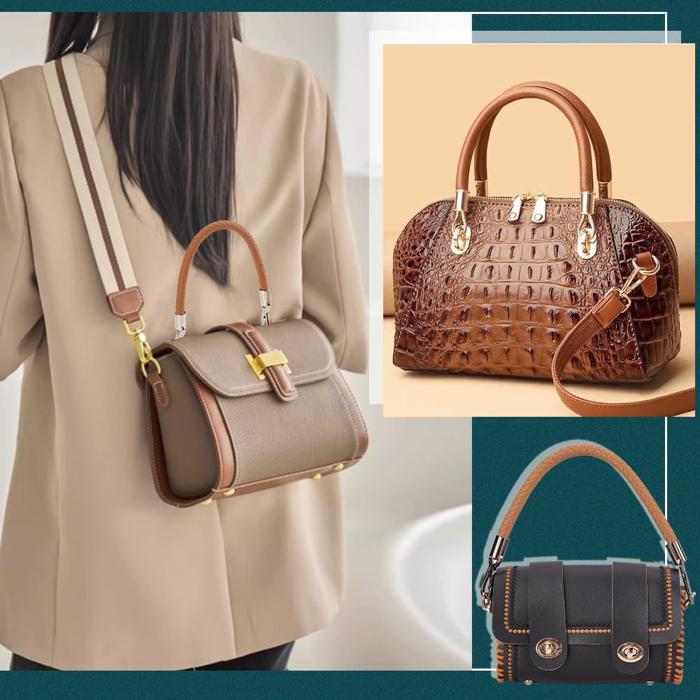 PH PandHall 2pcs Braided Purse Straps, 2 Colors 16 Inch PU Leather Handbag Handles Short Handbag Strap Replacement Handles with Silver Lobster Clasp for DIY Underarm Bag Shoulder Bag Handbag Tote - Image 6