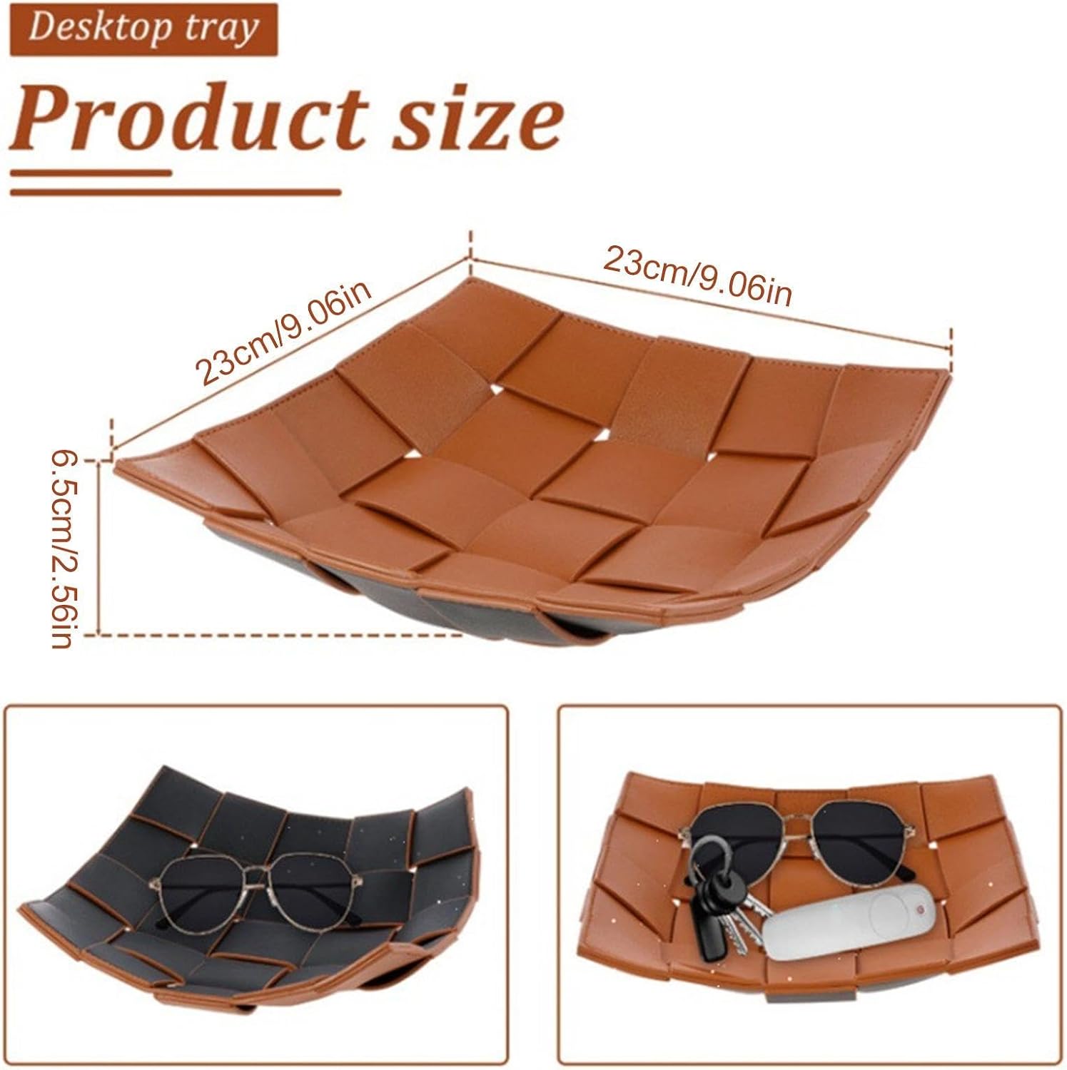 Fuh Leather Valet Tray for Entryway, Keys and Wallet Storage Organizer image 5