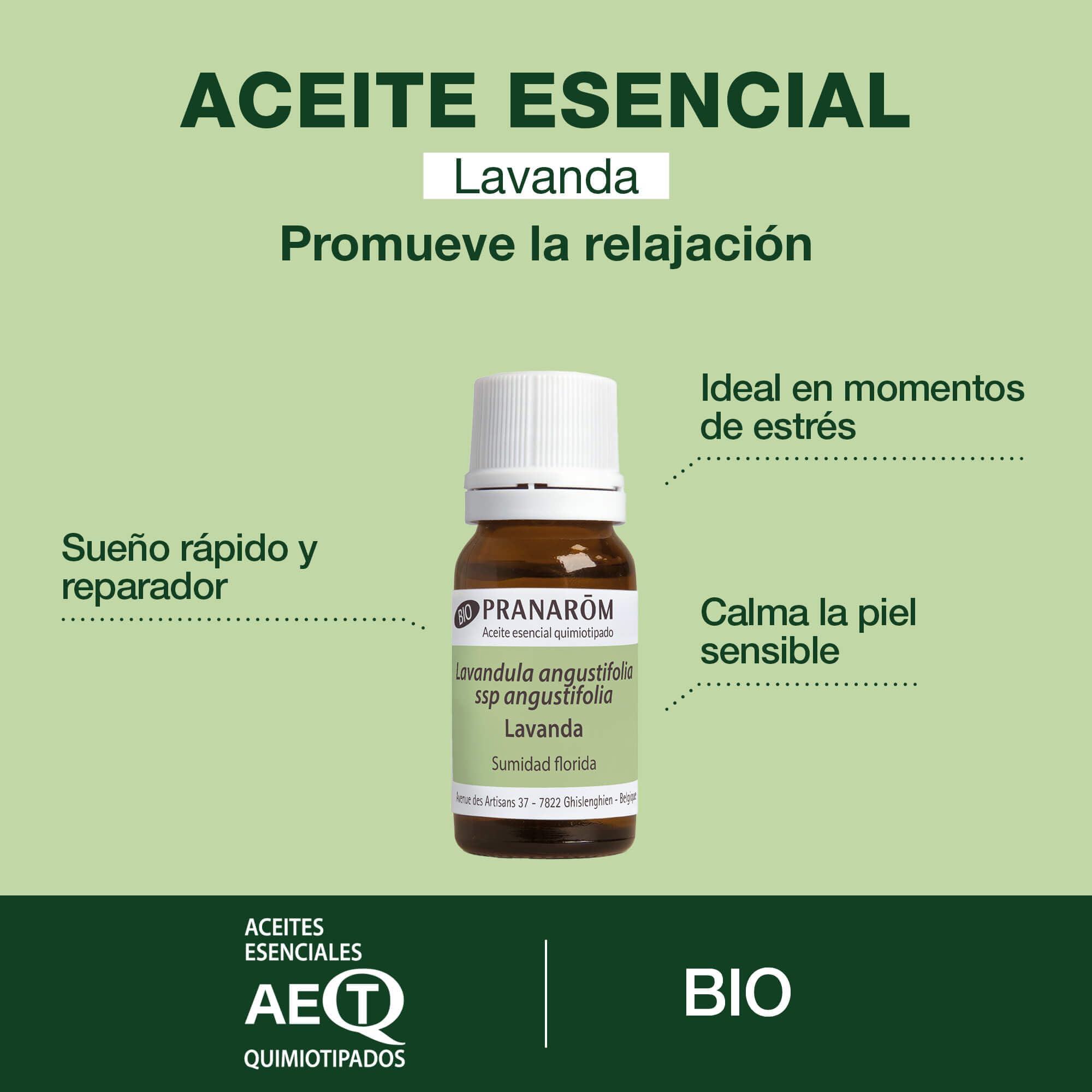 PRANAROM - Lavanda Orgánica - Aceite Esencial Quimiotipado - Sueño y Estrés - 100% Puro y Natural - HECT - 10ml