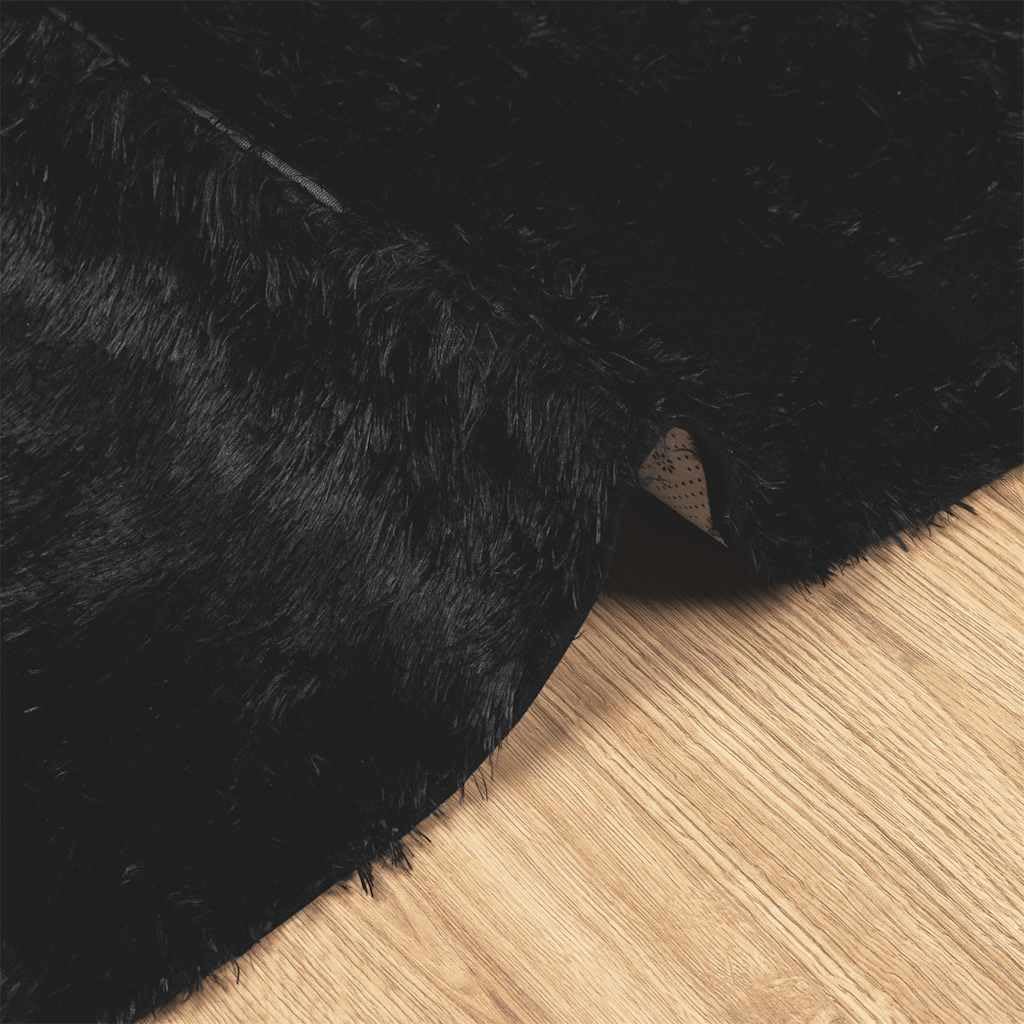 vidaXL Tapis Shaggy à Poils Longs NAVARRA Noir 160x160 cm Polyester