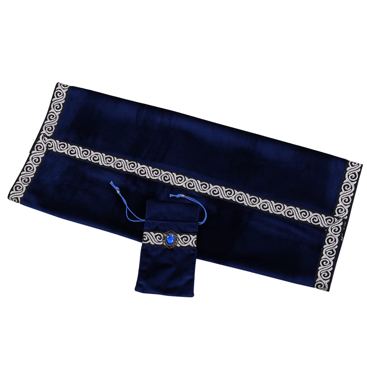 BLESSUME Tarot Table Cloth Divination Wicca Velvet Altar Cloth with Tarot Pouch, Blue 1, 24.4 x 24.4 inch (Square) - Image 2