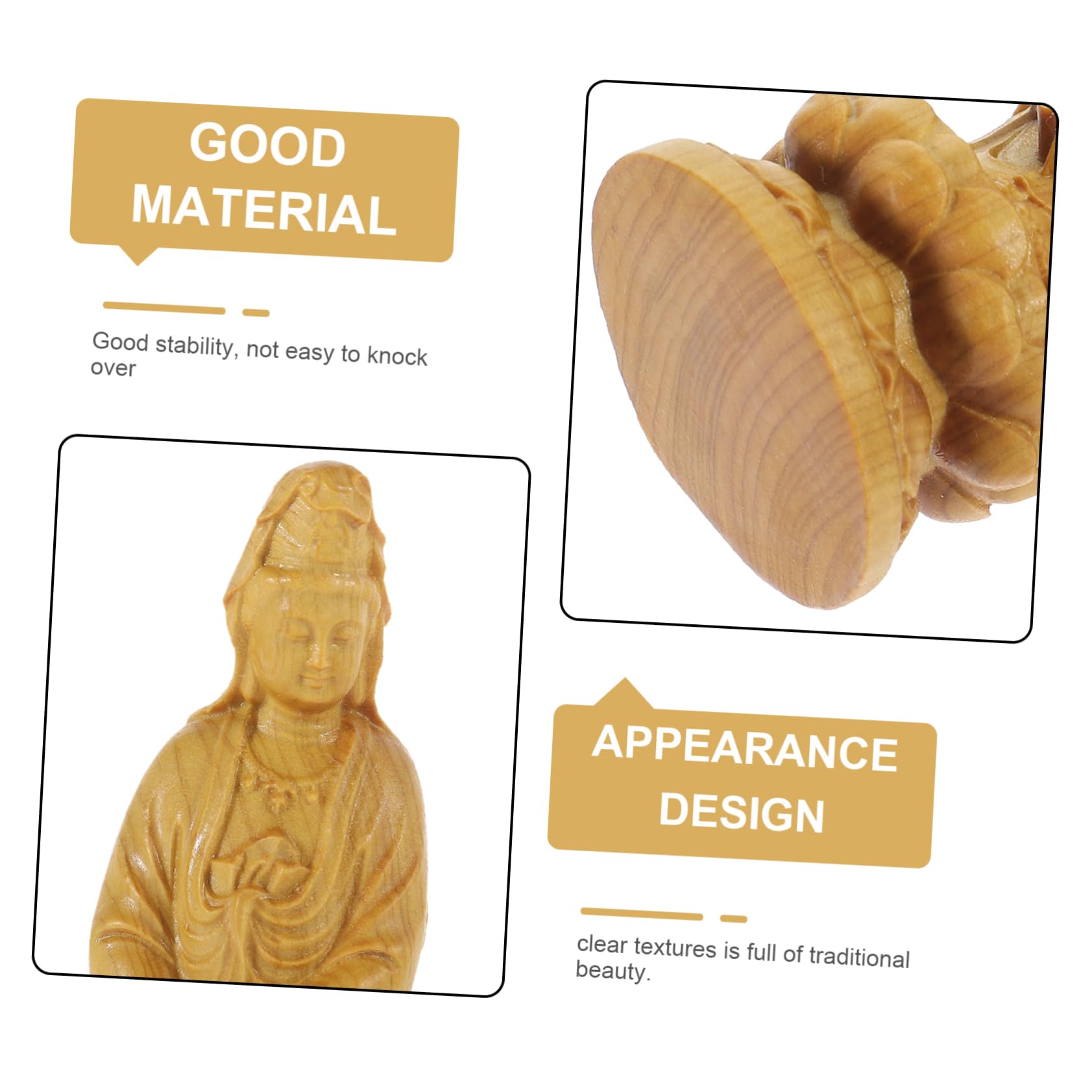 Amazon｜Yardenfun 木彫り観音菩薩像 12cm 崖柏材 彫刻工芸品 安定感