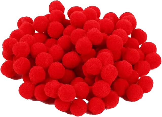 JANEMO 100 Pcs Christmas Fluffy Pom Balls, Mini Elastic Craft Pom Poms, Ideal for Decorating Clothing, DIY Crafts, Children's Toy