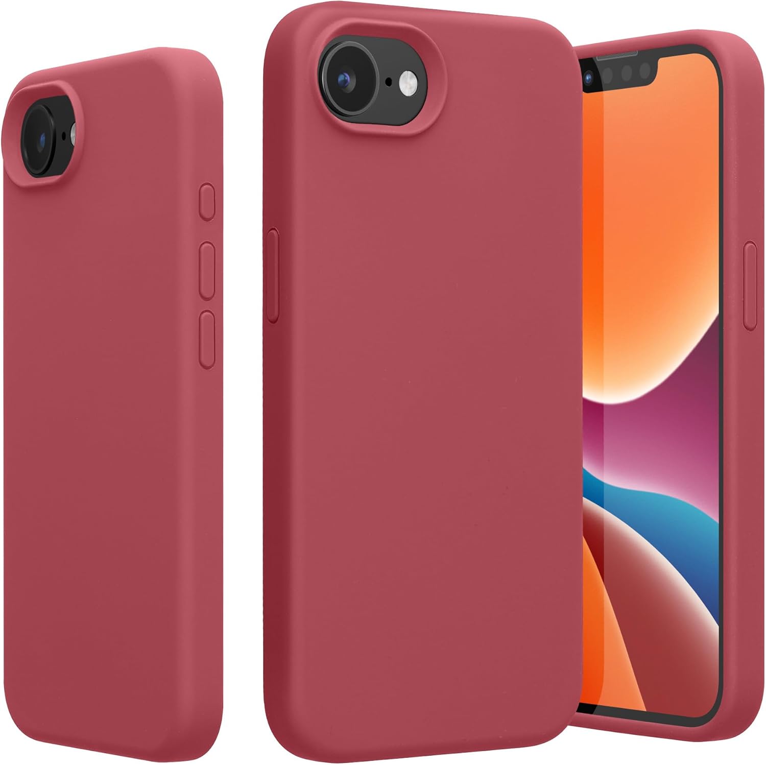 kwmobile Case Compatible with Apple iPhone 16e Case - TPU Silicone Phone Cover with Soft Finish - Dark Rose - Image 8