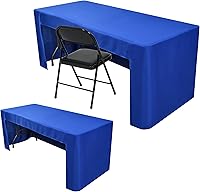 Vista 1 de Nasitos 2 Pack Royal Blue 6ft Table Cloth Fitted-Open Back Folding Table Cover Washable Fabric and Wrinkle Resistant Table Cloth for Trade Show