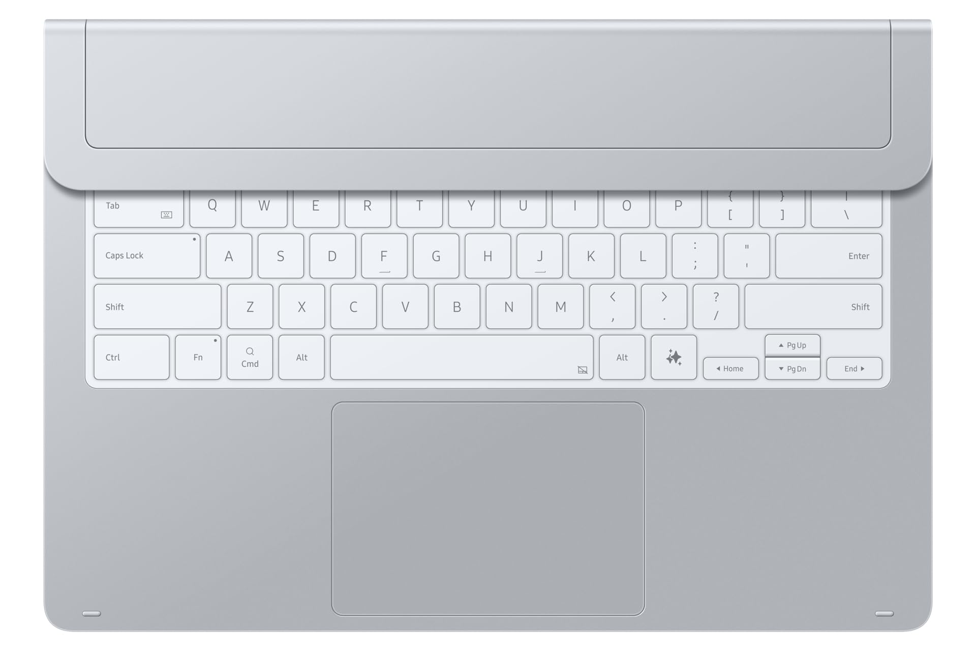 Samsung Pro Keyboard EF-DX935 do Galaxy Tab S11 Ultra z klawiaturą QWERTZ, dużym gładzikiem, przyciskiem AI i przyciskami funkcyjnymi, smukła aluminiowa konstrukcja, srebrna