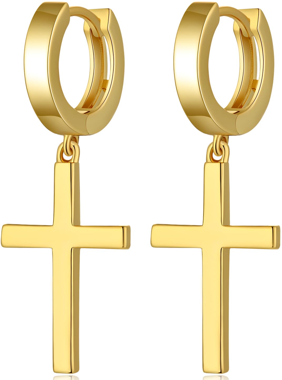 jiamiaoi 18K Weißgold platte Kreuz Ohrringe Silber 925, Kreuz Creolen Ohrringe Silber Hängend für Herren Damen