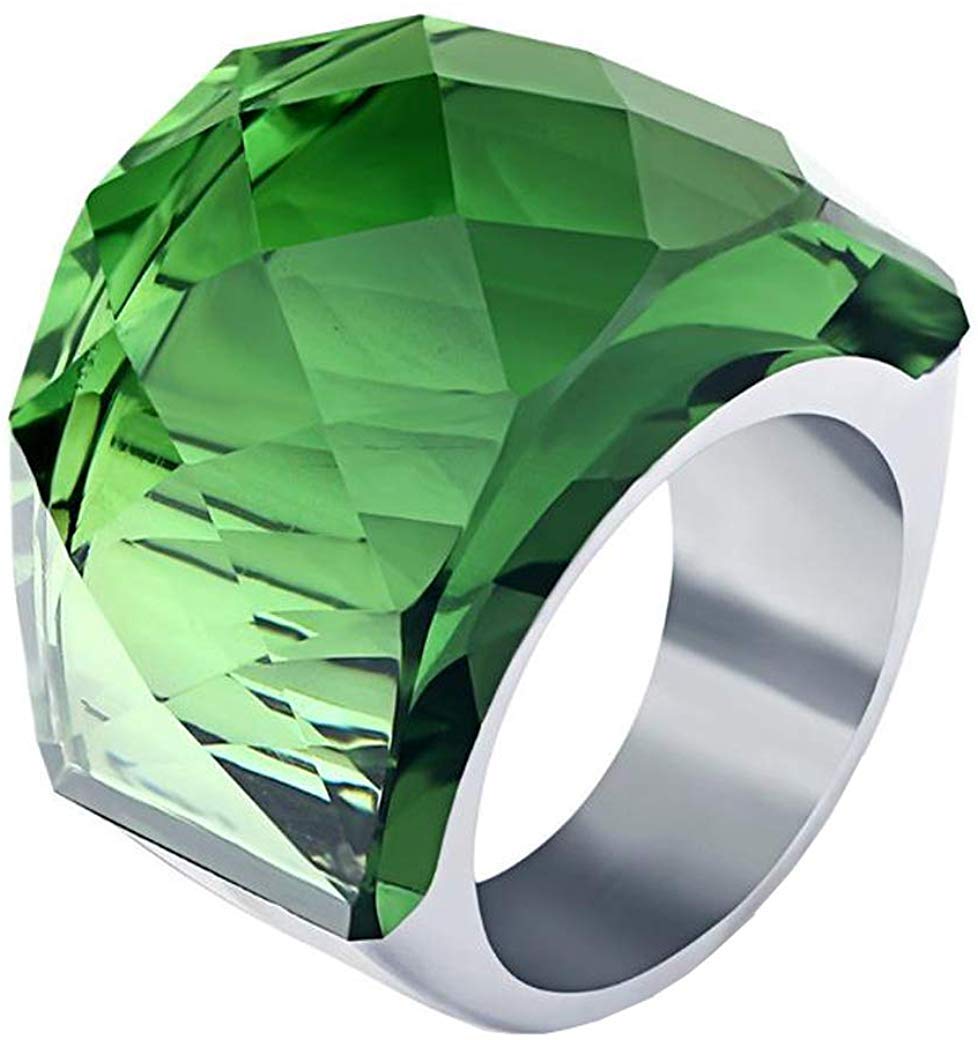 HIJONES Men Women Stainless Steel Cubic Zirconia Royal Crystal Rings Wrap Band Cocktail Style