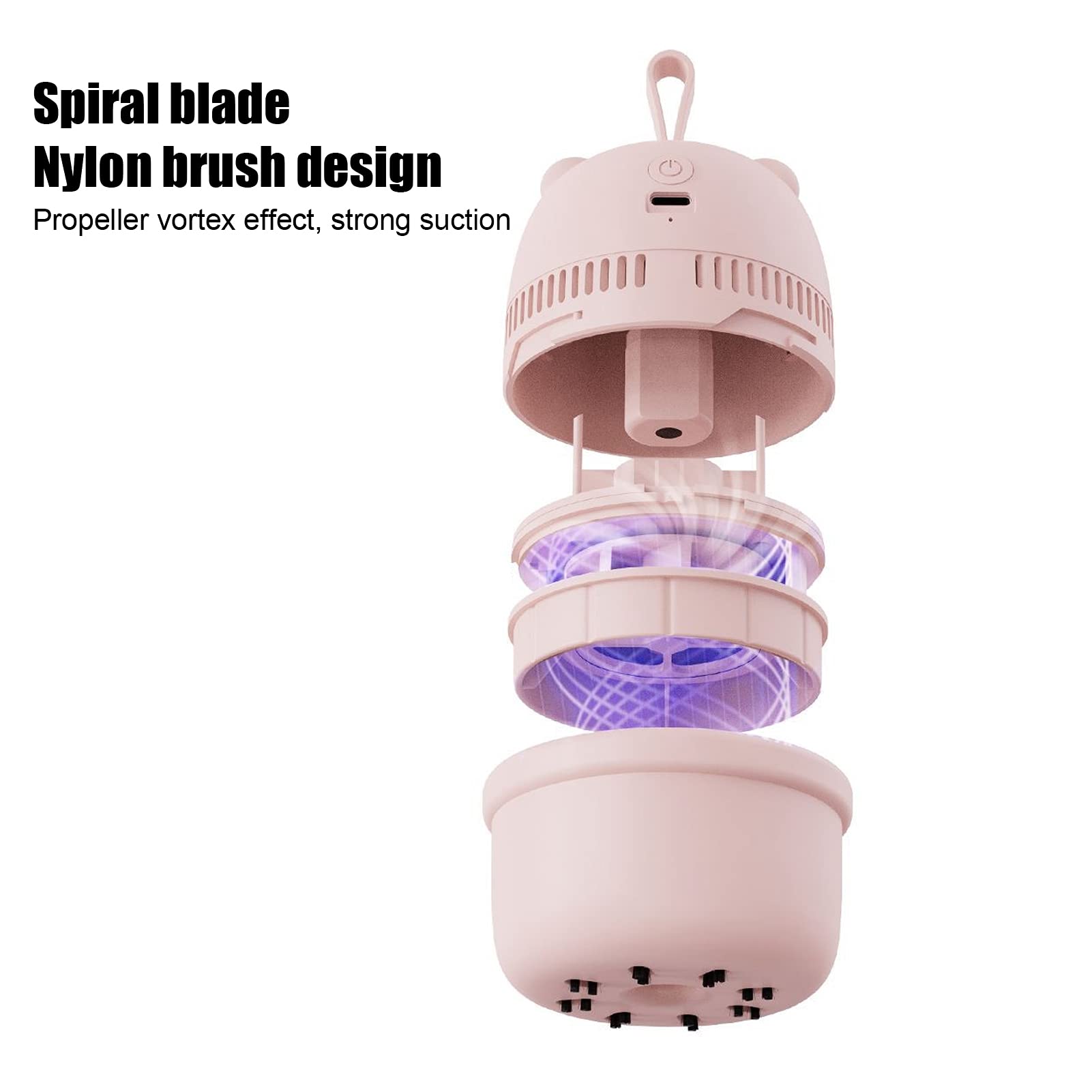 FUZHUI Portable Kids ' Mini Vacuum Cleaner - Rechargeable, Efficient Desk Debris Removal with Adorable Bear Design(Pink)