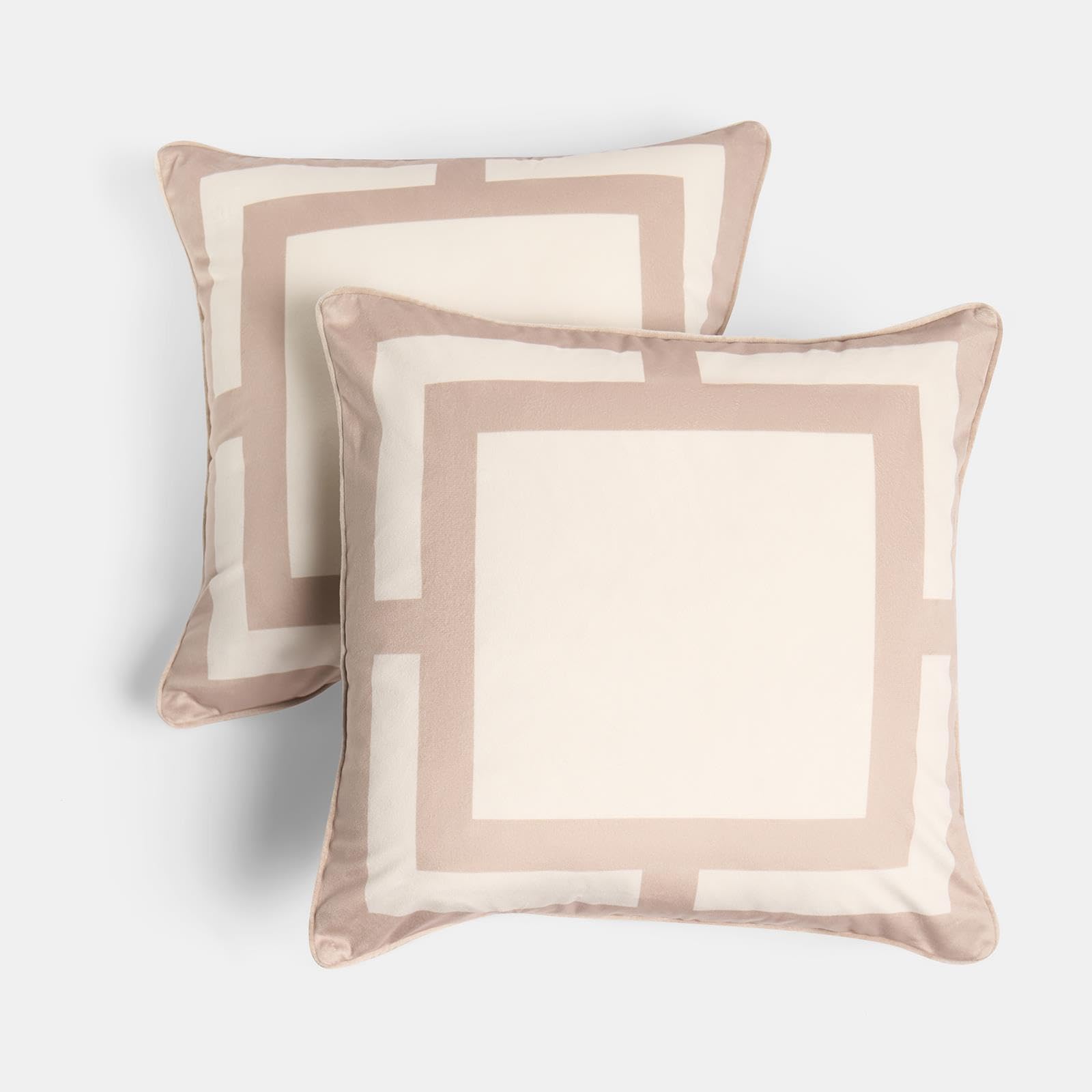 Ohs 2 X Square Print Matte Velvet Decorative Cushion CoversNatural/cream from B&Q