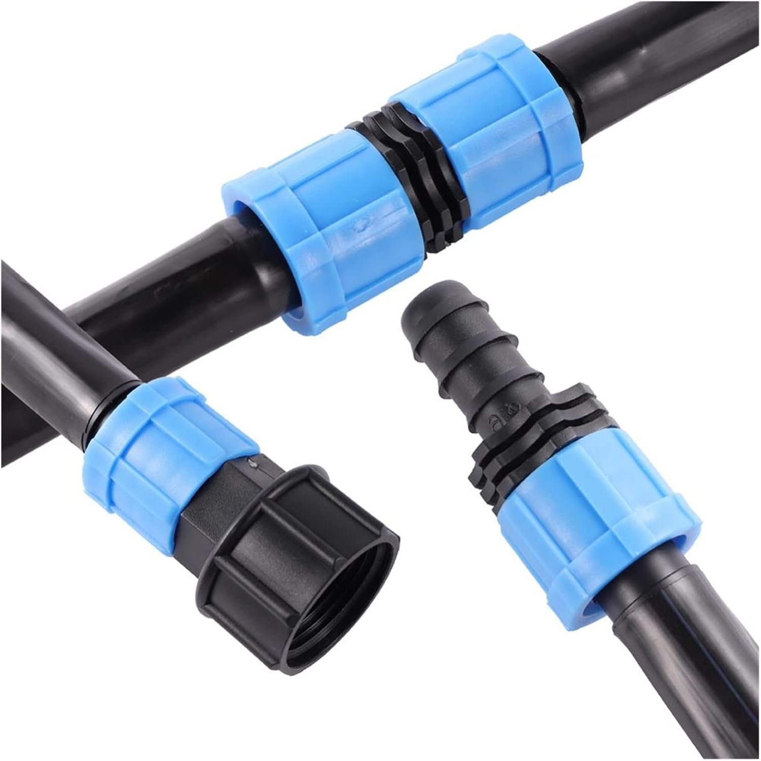 Utility Connector Adapter Hose Connector Adapter 5Pcs Dn17 Drip Irrigation W/Pipe Lock Connector 1/2" 3/4" Female Straight Elbow Y-Shaped Optional Garden Water Connector/Blue