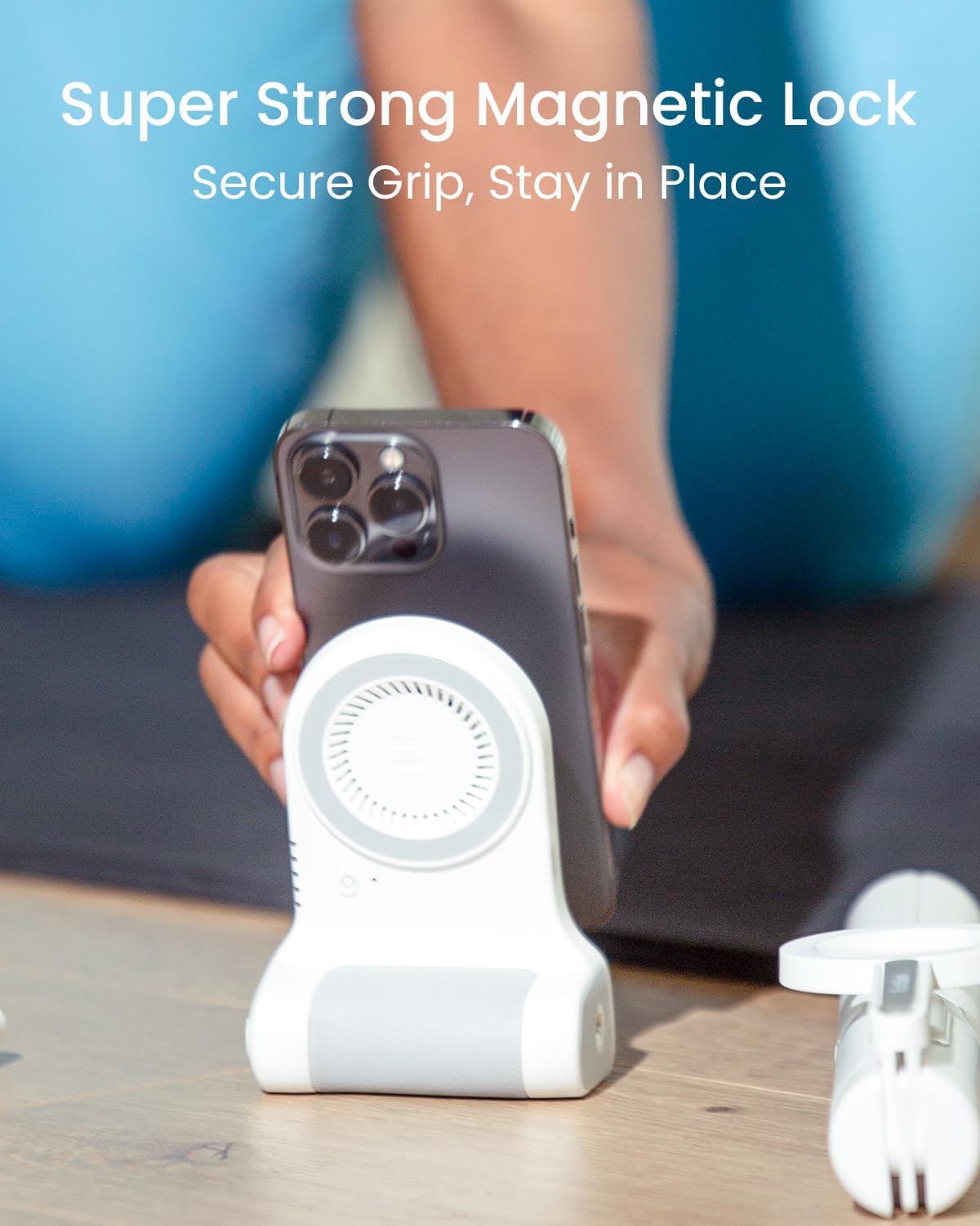 KraftGeek Magnetic Phone Stand Camera Grip with Wireless Charging & Bluetooth Shutter, Stand for iPhone, Ergonomic Handle for Vlogging, Selfies & Video Calls