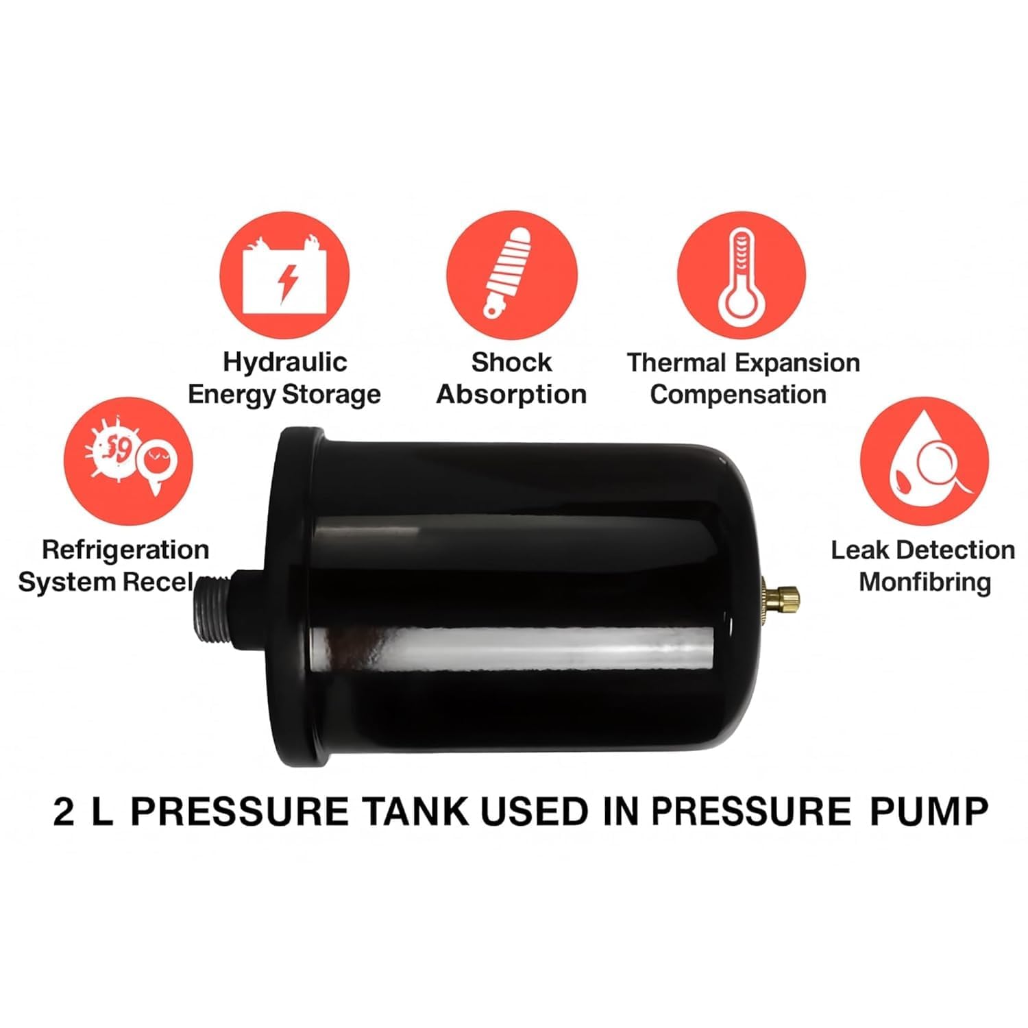 XYNO 2L Water Pressure Boosting Expansion Tank | Pneumatic Pressure Vessel for Home Booster Pumps | 1/2" BSP 2
